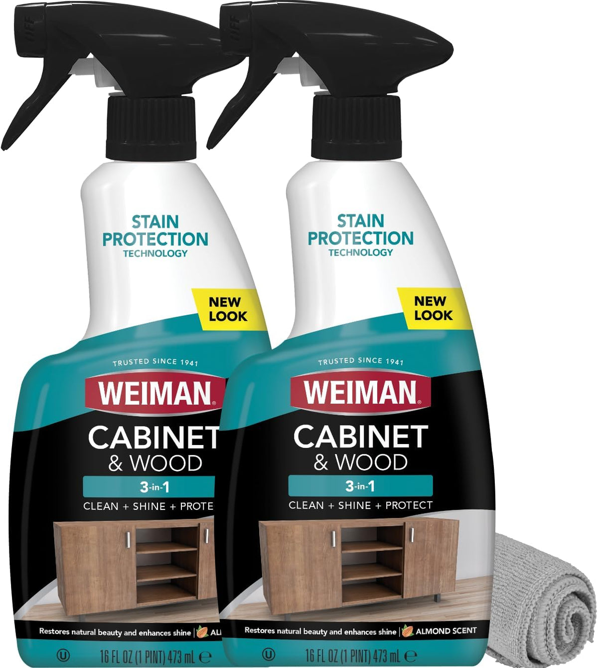Weiman Cabinet and Wood Cleaner, Shine, Clean and Protect Spray - For Wood Cabinets, Furniture