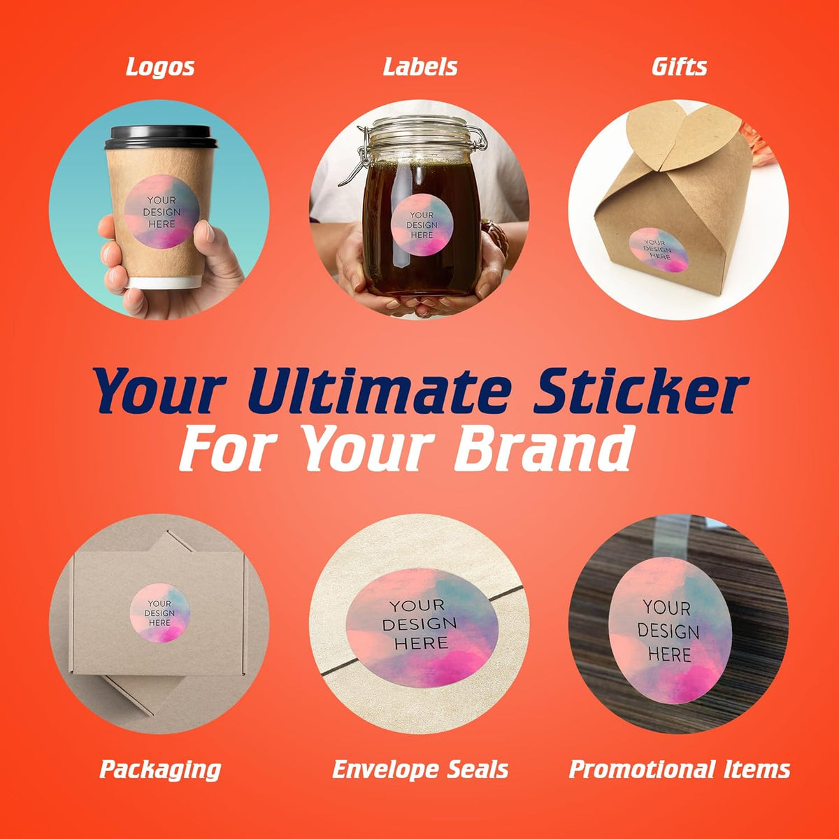 100 Custom Vinyl Stickers - Upload Your own Image, Text, Design, Logo - Personalized Logo Labels