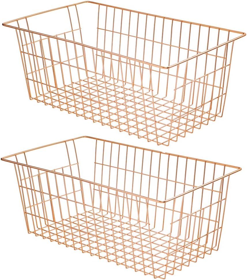 SANNO Wire Storage Basket, Farmhouse Pantre Freezer Baskets bins Metal Baskets Kitchen Storage