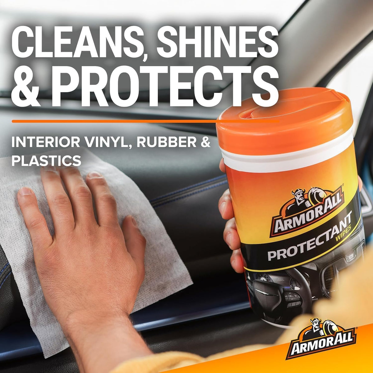 Armor All Car Interior Protectant Wipes, 90 Count Canister, UV Protectant for Vinyl, Rubber