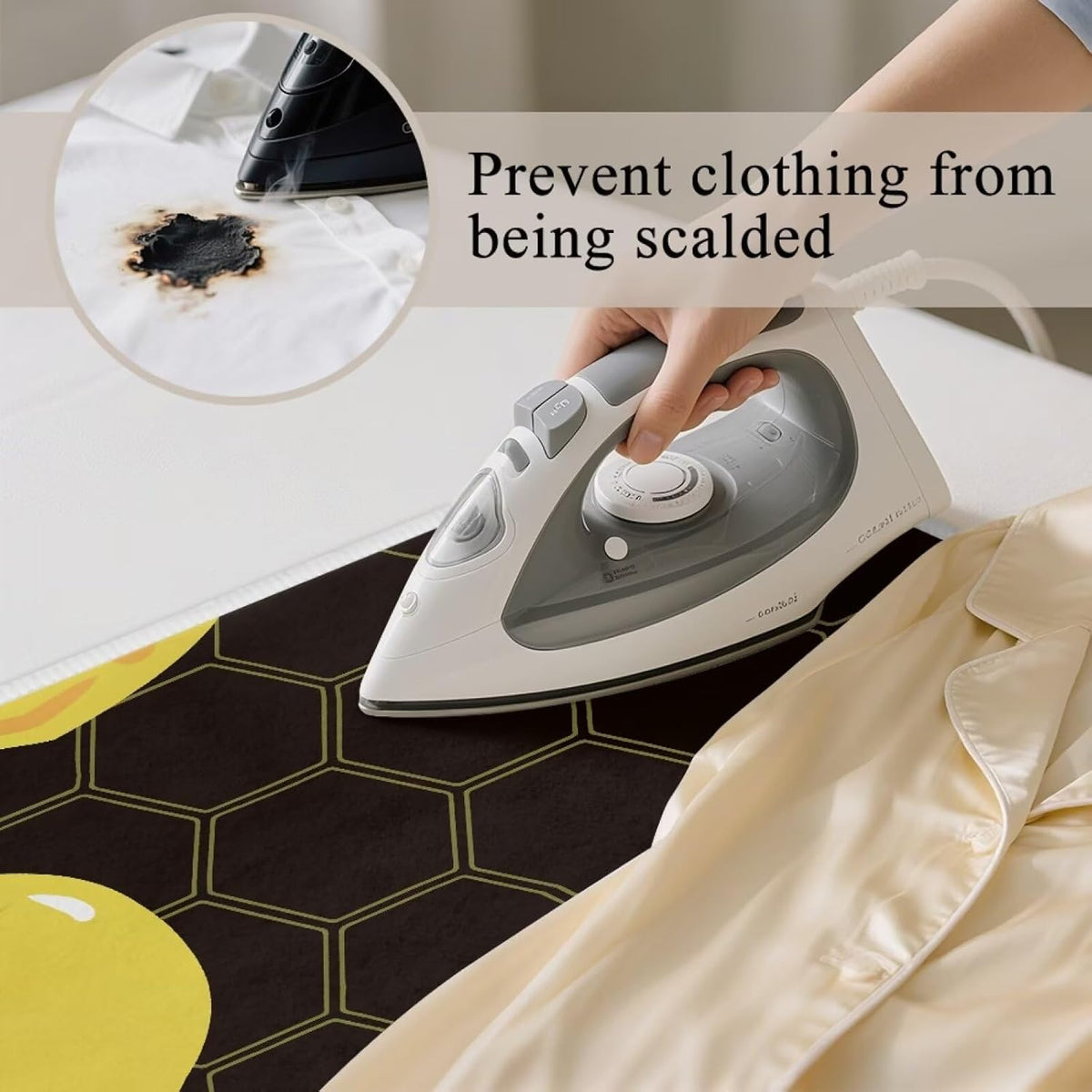 Cute Ironing Mat for Table top Washer,Dryer,Countertop,Bee Portable Iron Pad Blanket for Washer