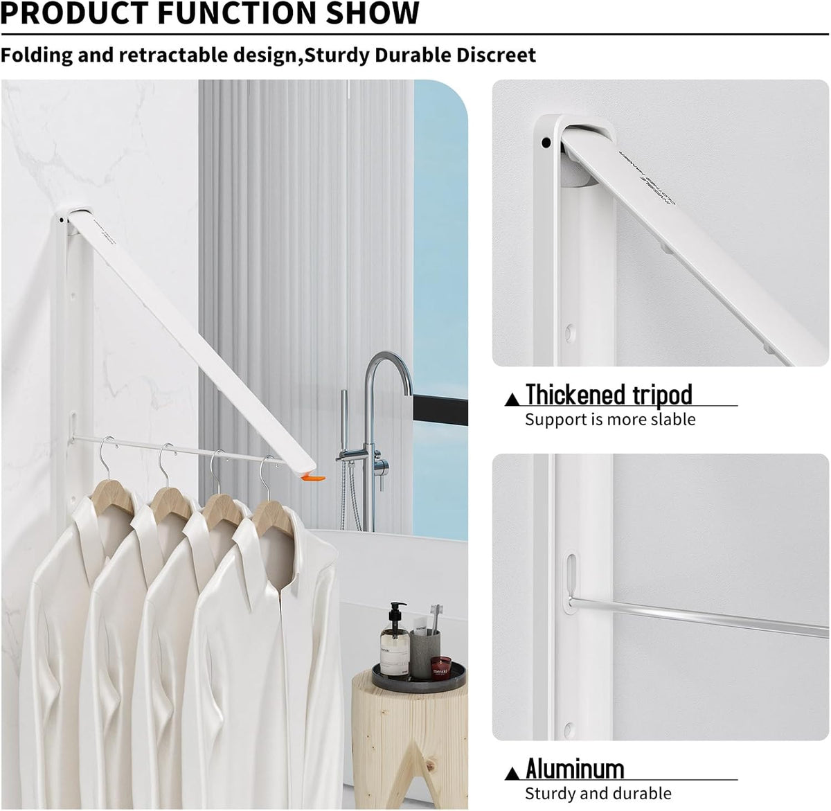 Clothes Drying Rack for Laundry Drying Rack Wall Mounted Clothes Hanger Rack Retractable Laundry