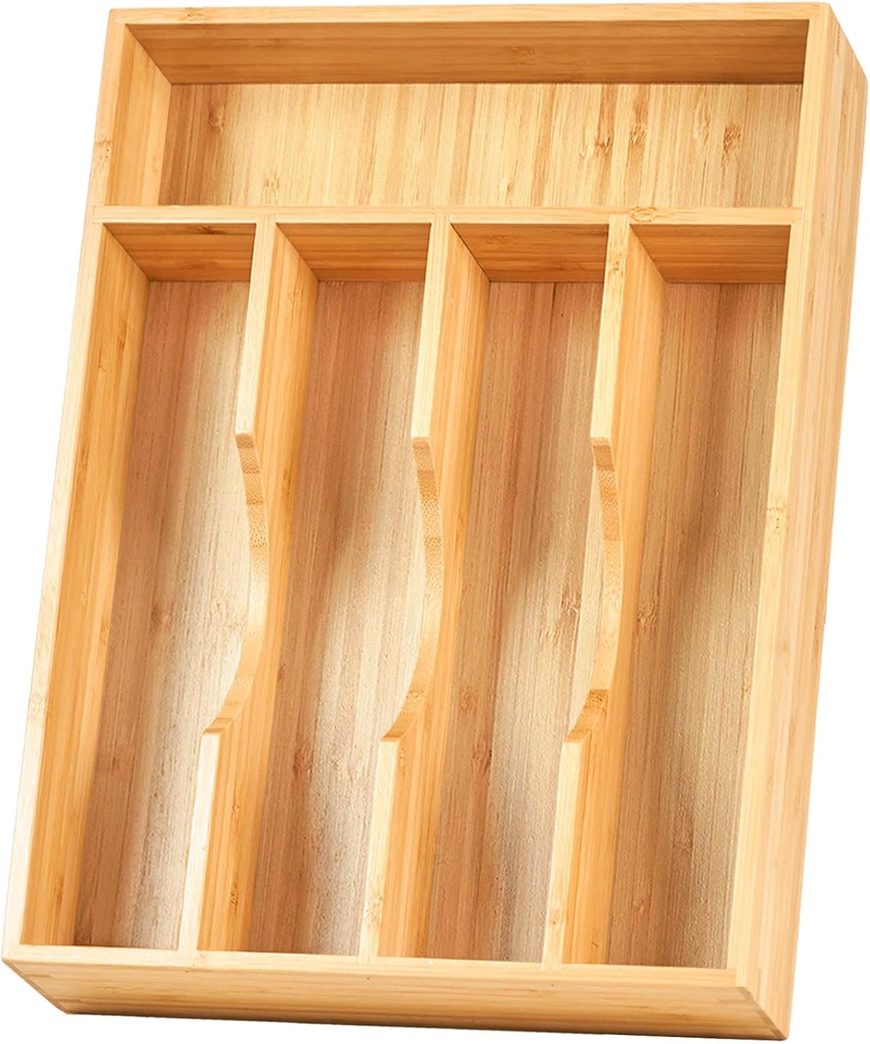 Umilife Bamboo Kitchen Drawer Organizer, 9 Inch Silverware Utensils Tray Holder for Small Drawer