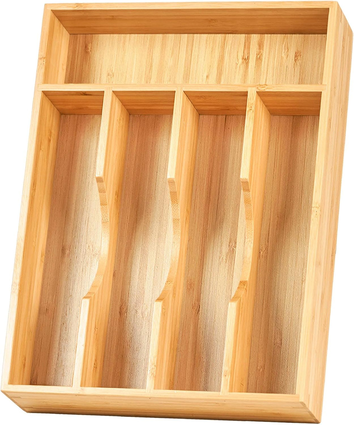 Umilife Bamboo Kitchen Drawer Organizer, 9 Inch Silverware Utensils Tray Holder for Small Drawer