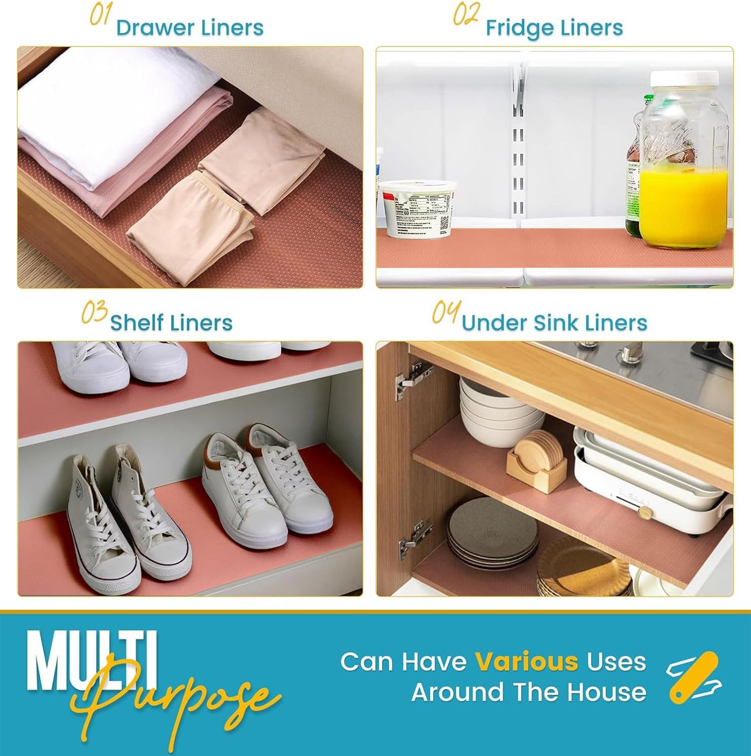Refrigerator Liners for Shelves by Linda’s Essentials - Easy to Clean Fridge Liner with Spill
