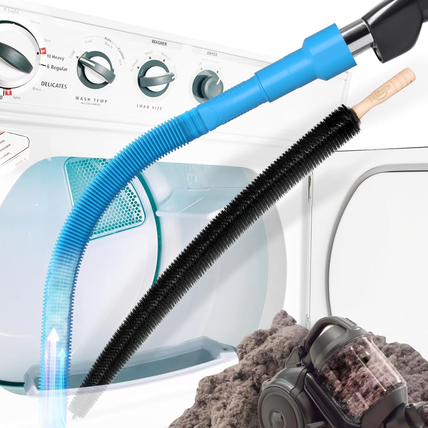Holikme 2 Pieces Dryer Vent Cleaner Kit, Dryer Lint Vacuum Attachment and Flexible Dryer Lint