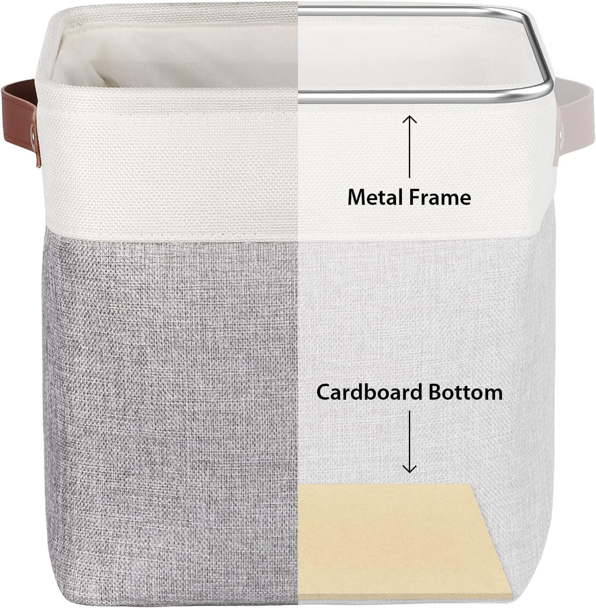 Univivi 10.5 Inch Fabric Cube Bins with Hard Bottom, 4 Pack Storage Baskets with PU Handles for