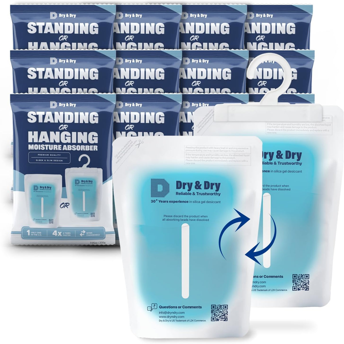 Dry & Dry 12 Packs Hybrid Moisture Absorbers & Musty Odor Eliminator Dehumidifier to Control Excess