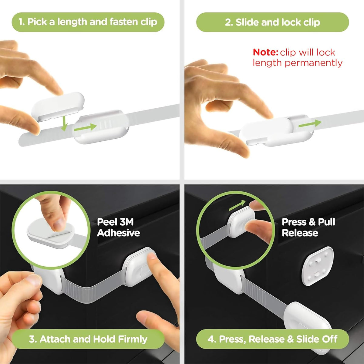Baby Proofing Child Safety Locks (12 Pack) by Skyla Homes - The Safest, Quickest and Easiest 3M