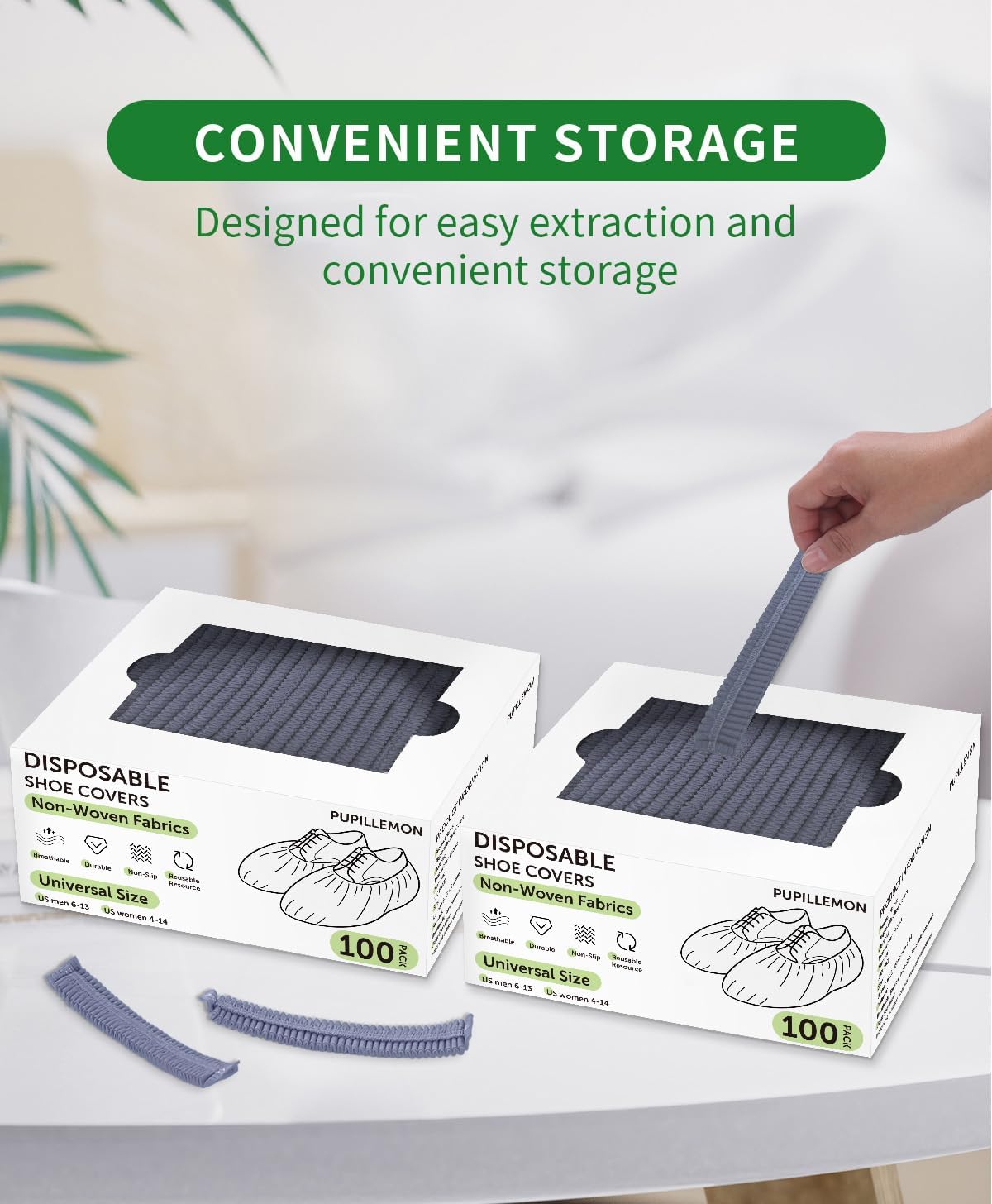200Pcs(100 Pairs) Non-Woven Shoe Covers Disposable Non Slip for Indoors, Breathable | Durable |