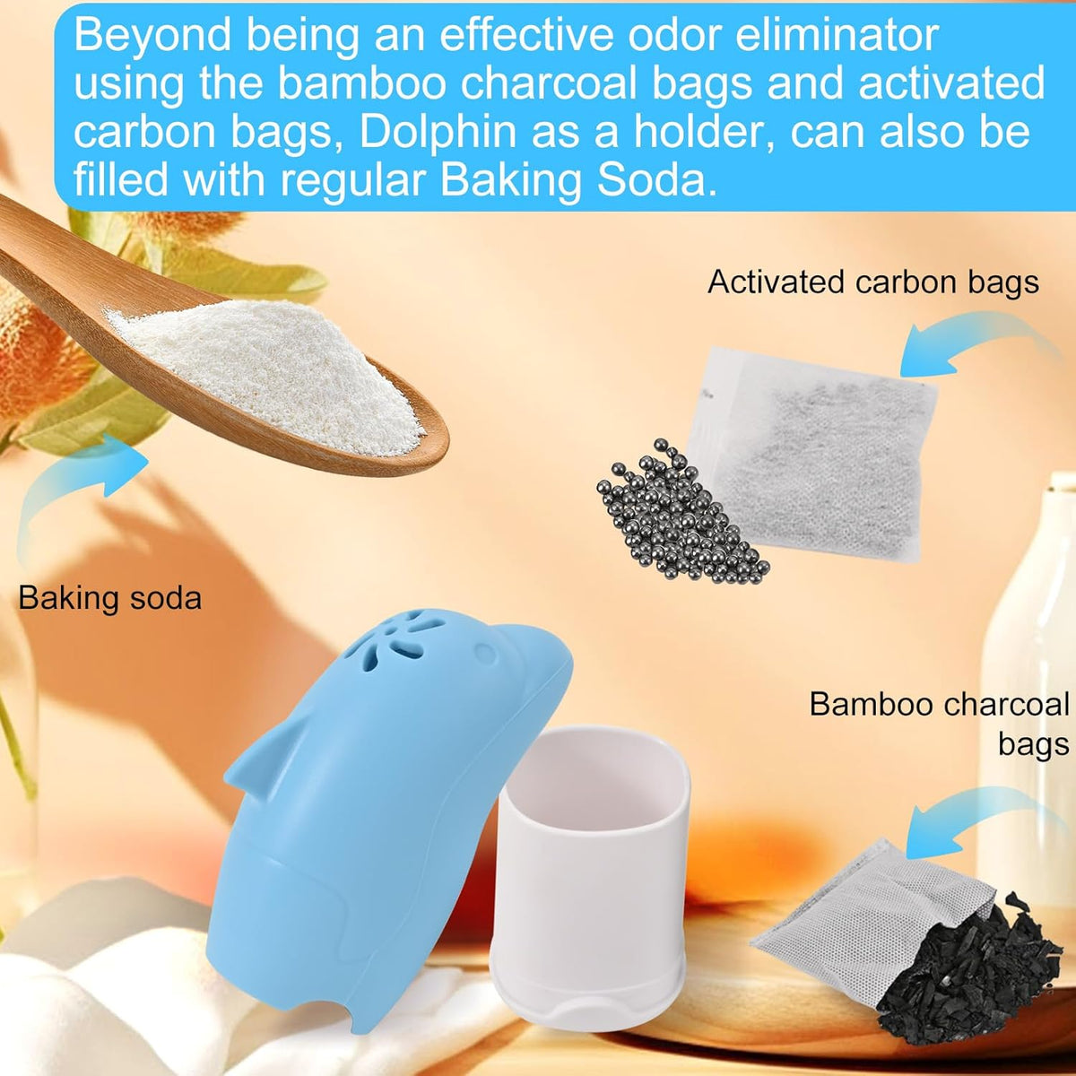 Asltw Dolphin Refrigerator Deodorizer, Refrigerator Odor Eliminator, Fridge Air Freshener