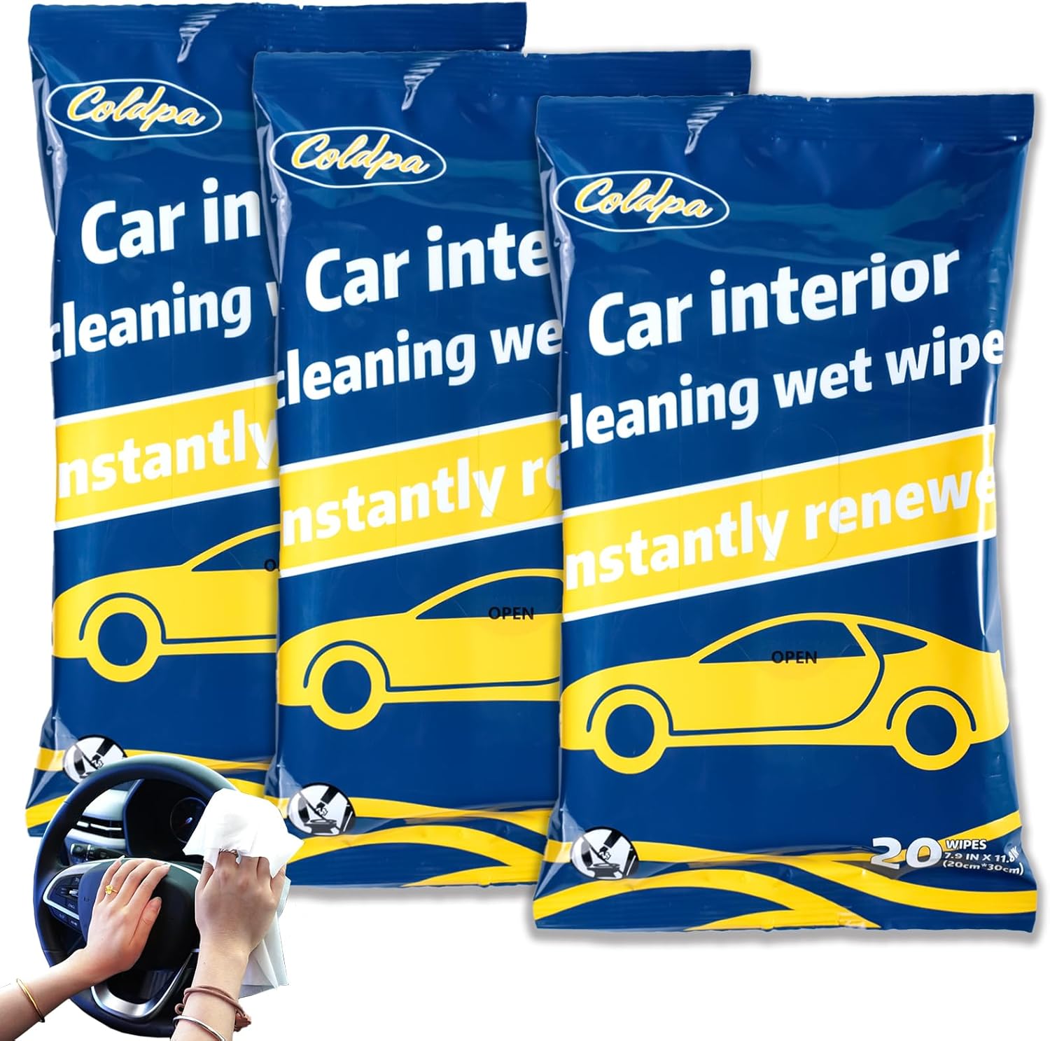 Car Interior Cleaning Wipes, All-Purpose Cleaning Wipes, Cleaning Wipe for Interior Auto Detailing