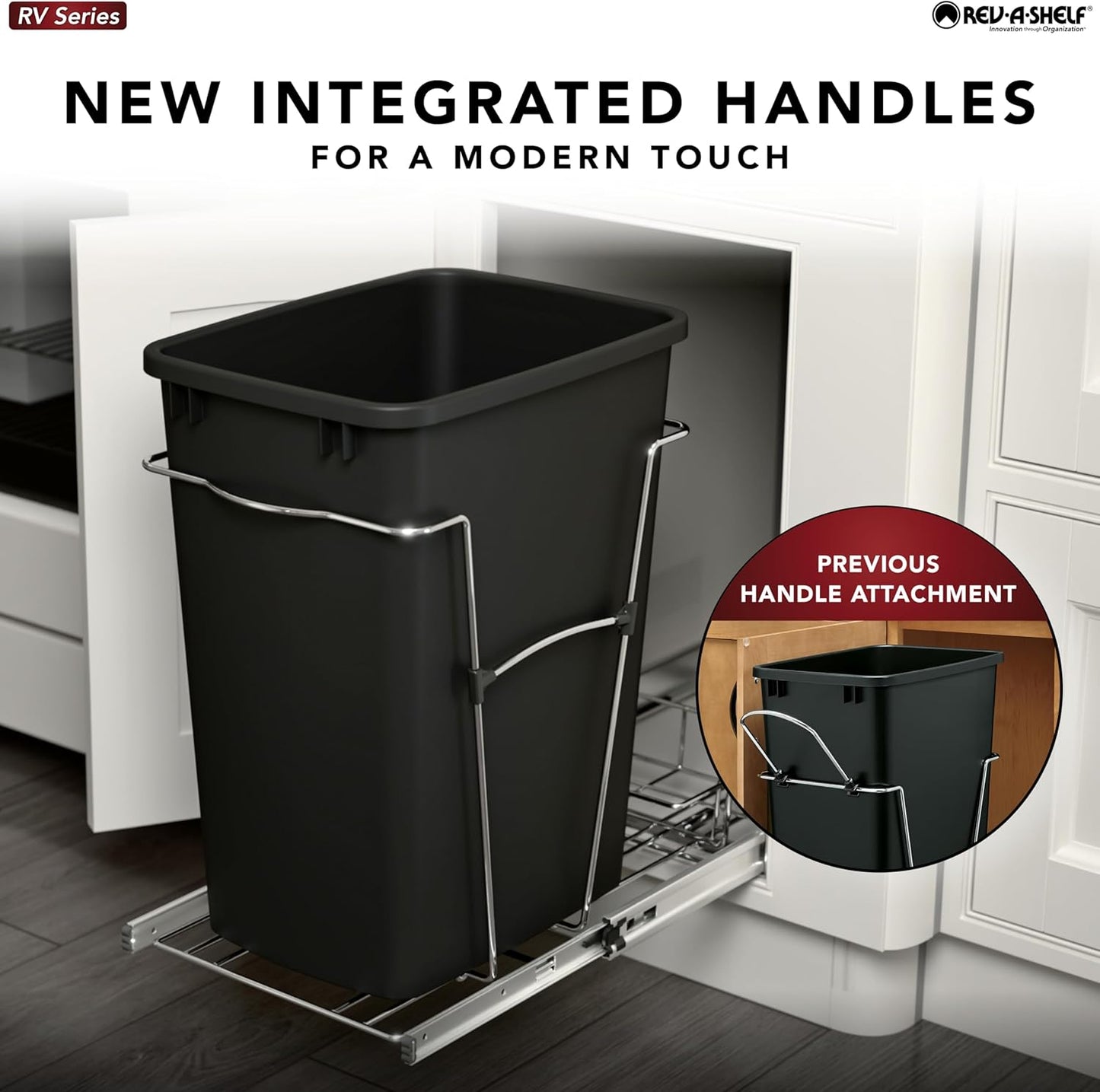 Rev-A-Shelf Pullout Trash Can for Under Kitchen Cabinets 35 Qt Garbage Waste Recyling Bin with Full
