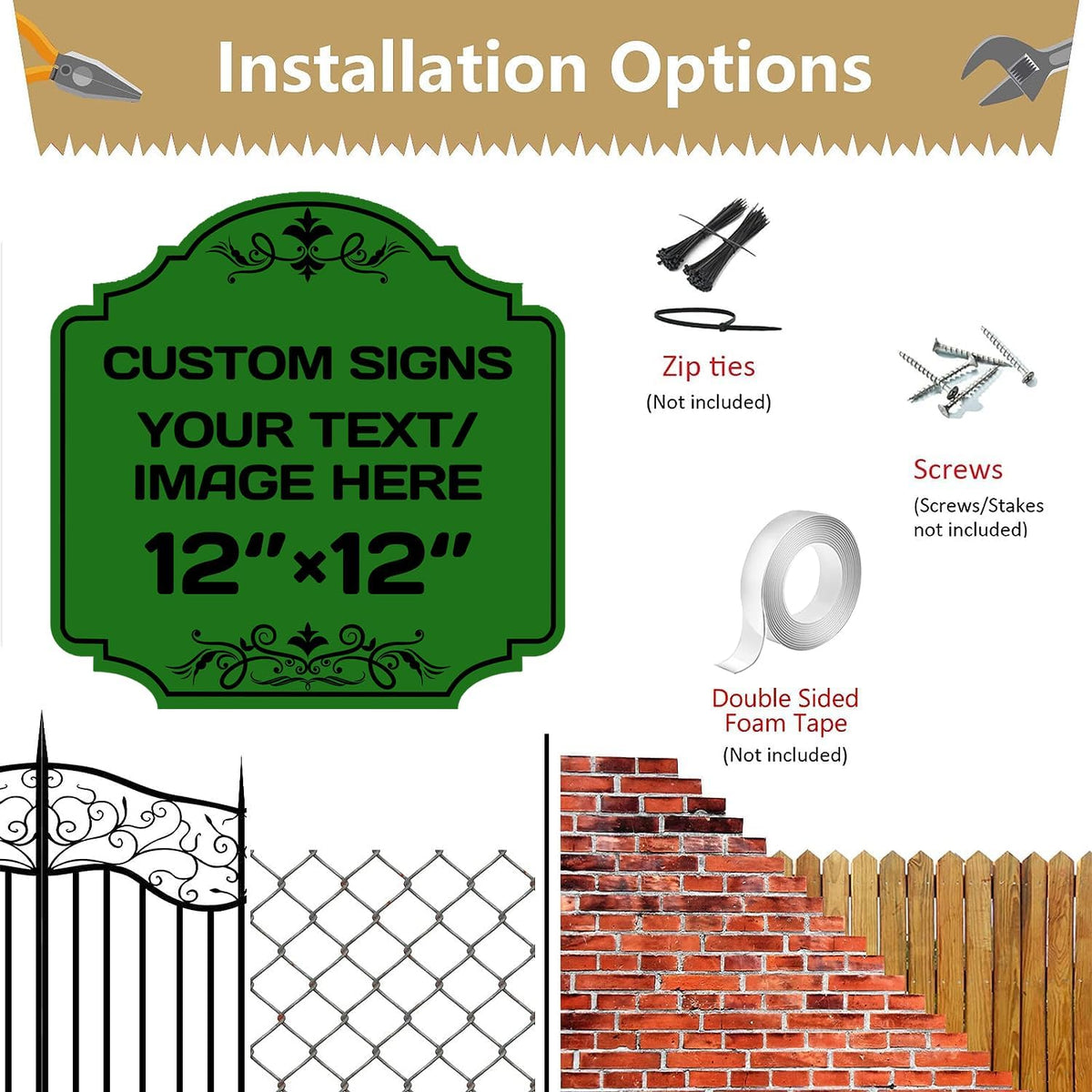 Personalized Aluminum Metal Signs - Weatherproof, Custom Text & Picture, Multiple Sizes, Hazard