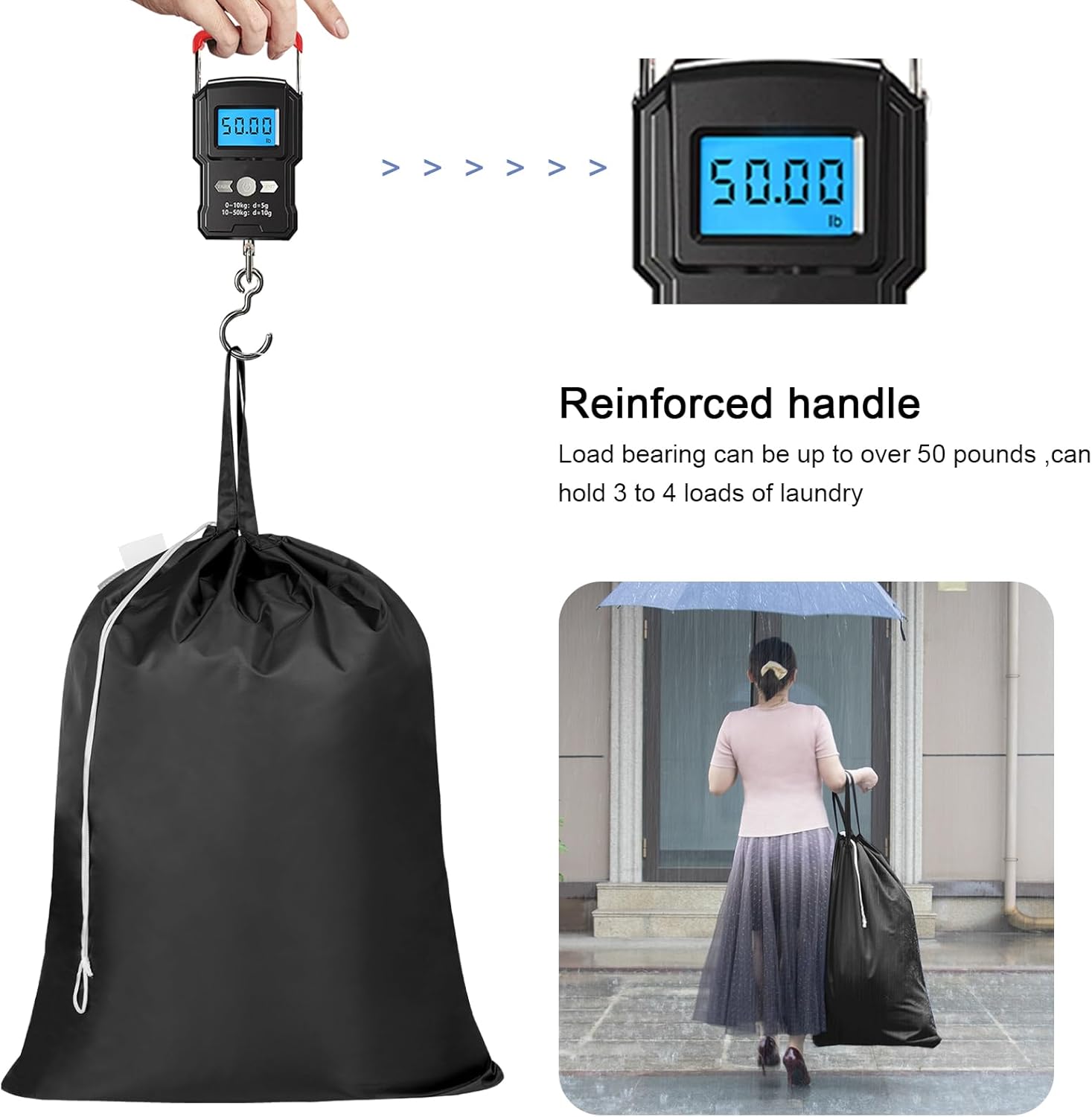 Polecasa Heavy Duty Large Laundry Bag with 130gsm Tear Resistant Fabric and Handles, Easy to Carry