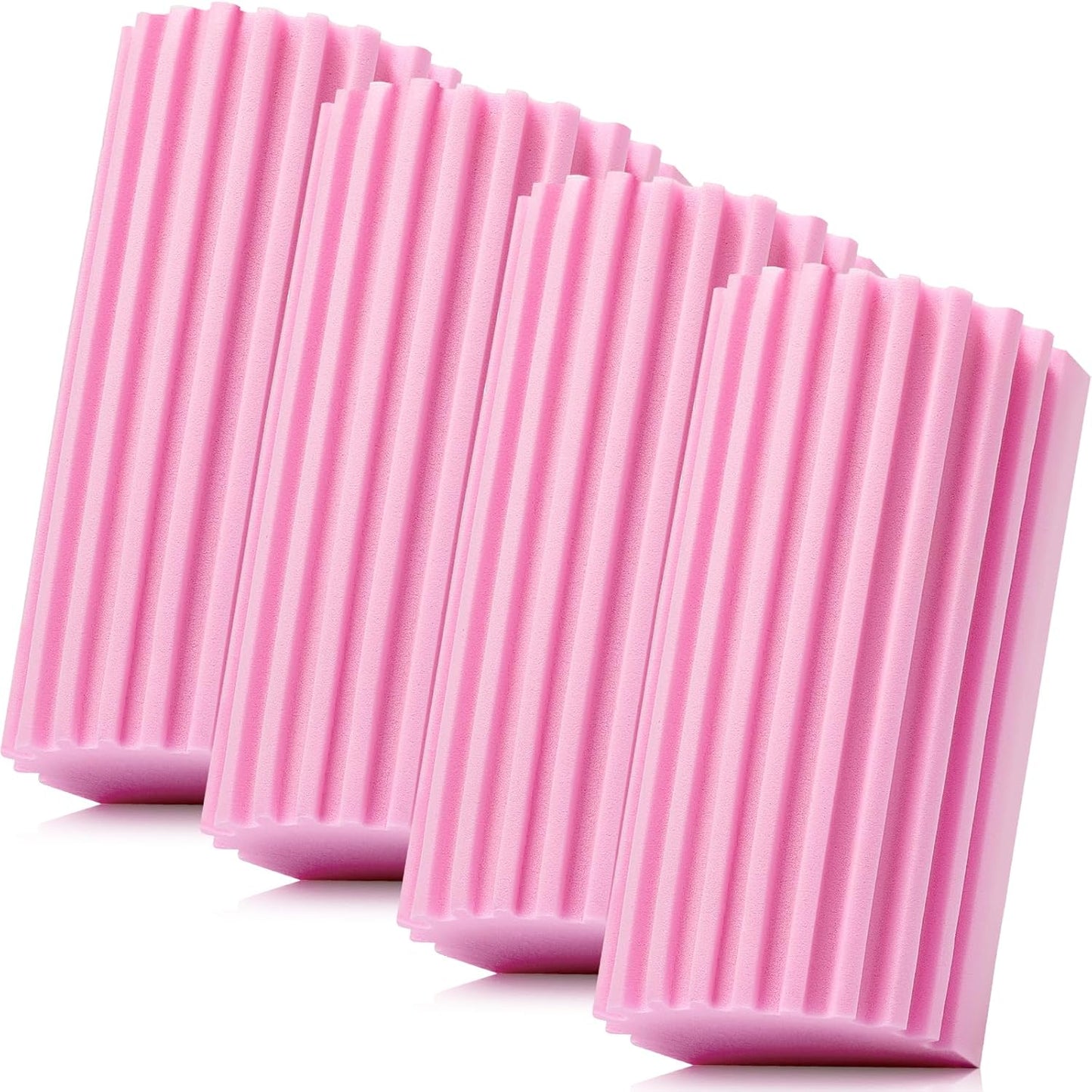 4 Pack Damp Dusting Sponge Duster, Pink Dust Cleaning Sponge, Reusable Household Cleaning Sponge