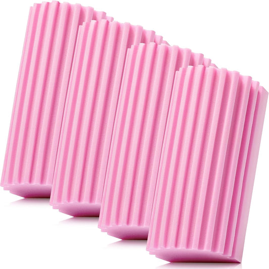 4 Pack Damp Dusting Sponge Duster, Pink Dust Cleaning Sponge, Reusable Household Cleaning Sponge