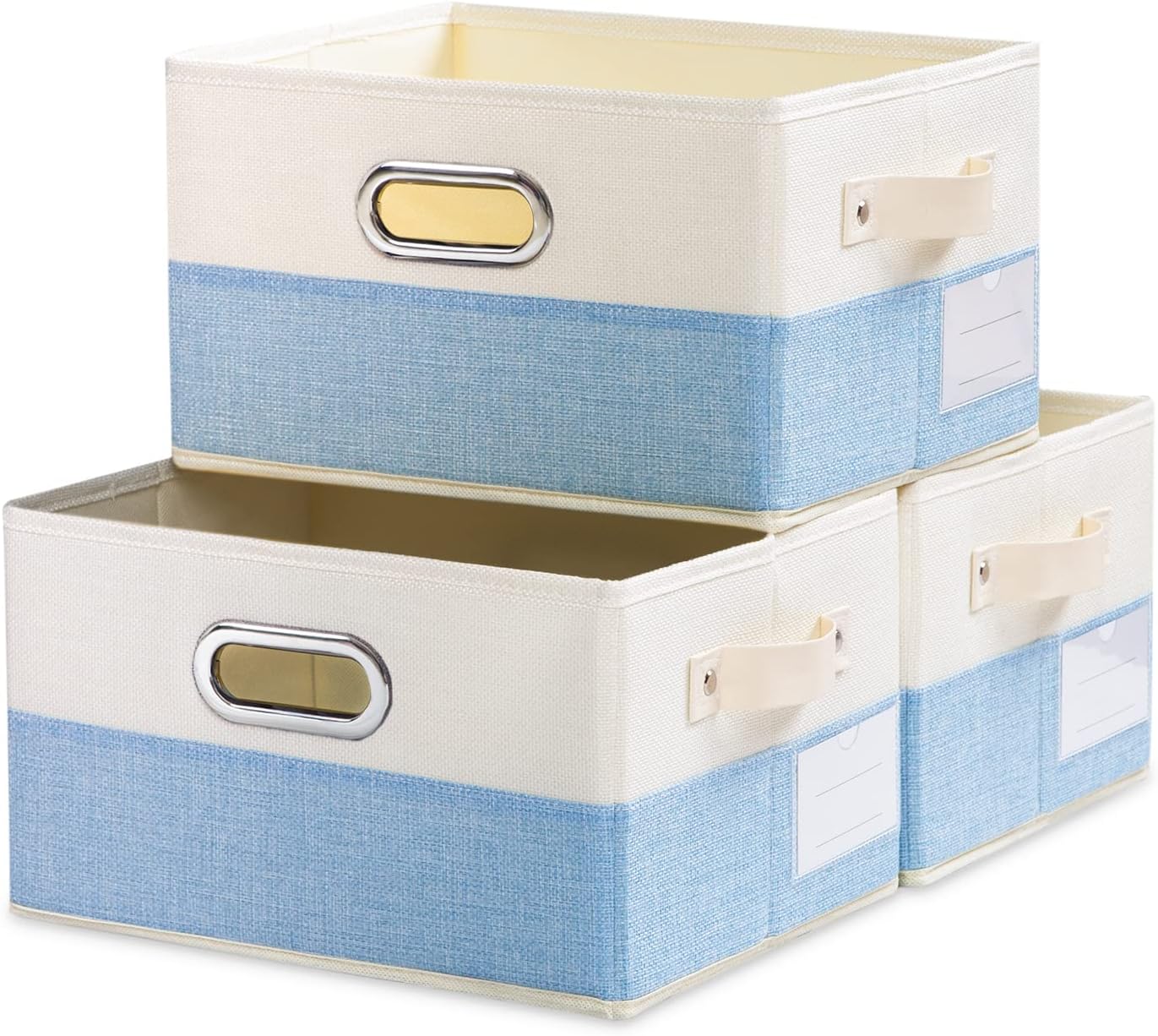 PRANDOM Fodable Storage Bins for Closet [3-pack] Decorative Fabric Storage Baskets Cubes with