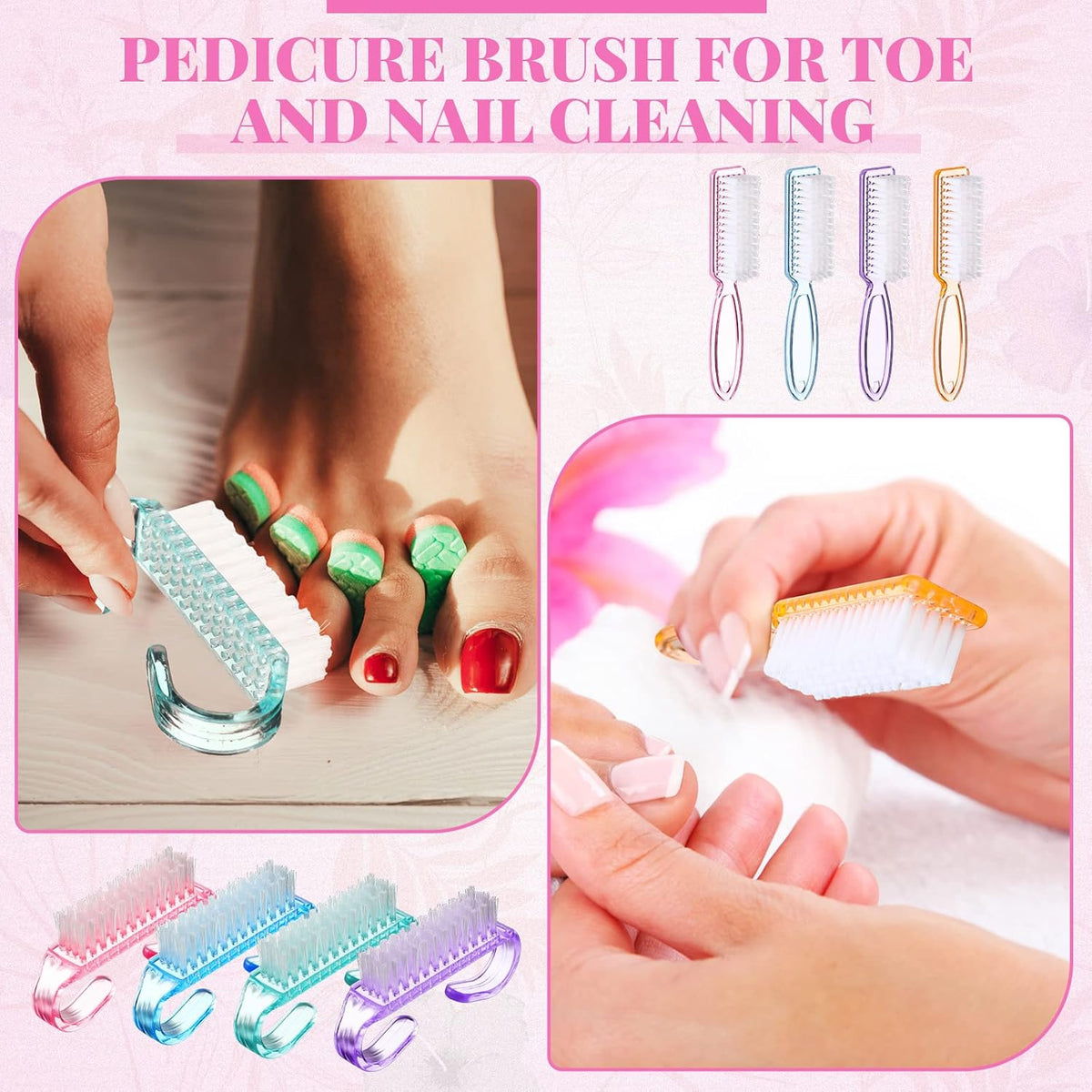 Patelai 24 Pcs Handle Grip Nail Brush Bulk Colorful Nail Scrubber Cleaner Fingernail Brushes Hand