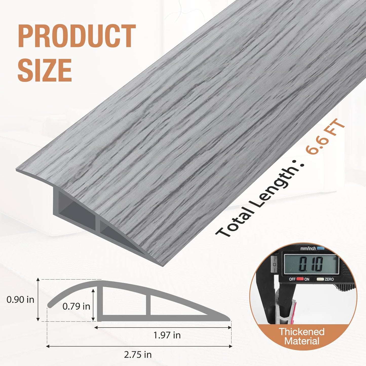 Floor Transition Strip Self Adhesive Vinyl Door Threshold for Doorways Carpet Edging Trim Overlap