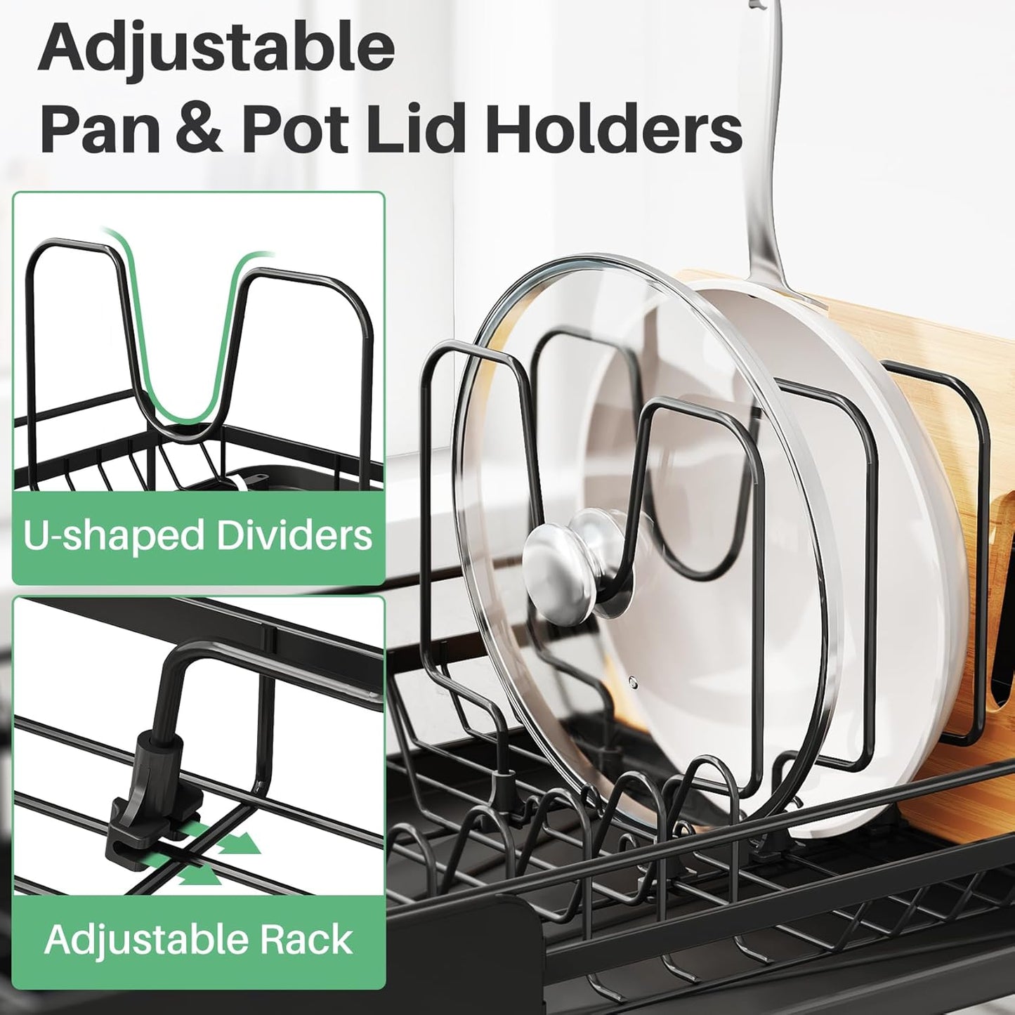 Large Dish Drying Rack - Expandable (19.3" to 29.4") Dish Rack for Kitchen Counter, Stainless Steel