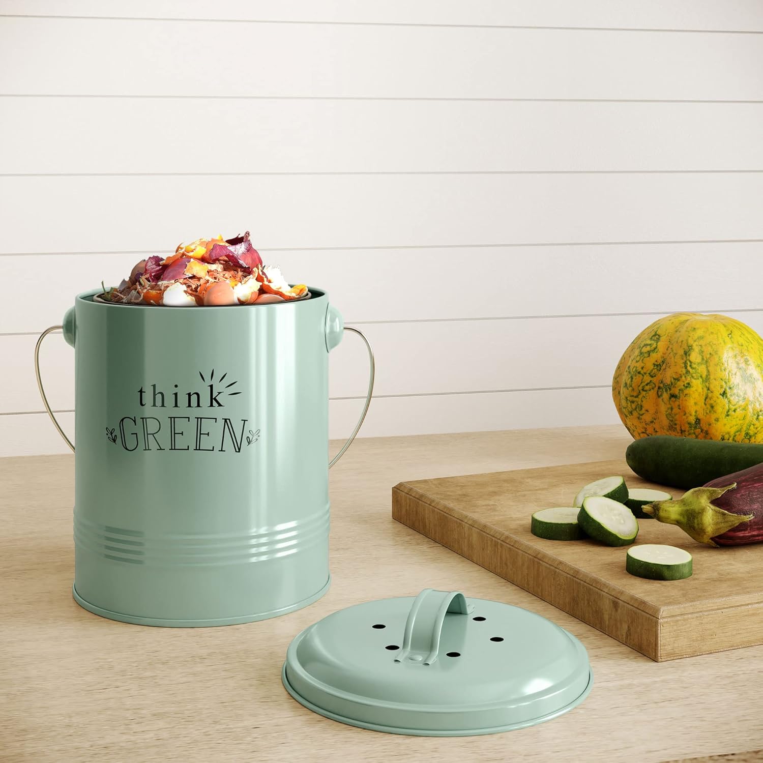 Barnyard Designs Compost Bin for Kitchen Counter - 1.2 Gallon Countertop Composter with Extra