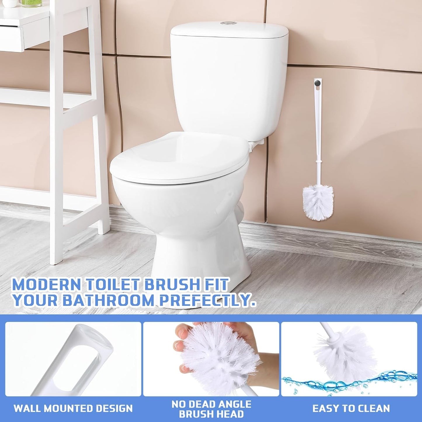 Mimorou 50 Pcs White Toilet Brush, Bathroom Toilet Bowl Brush, Soft Bristle Long Handle Plastic