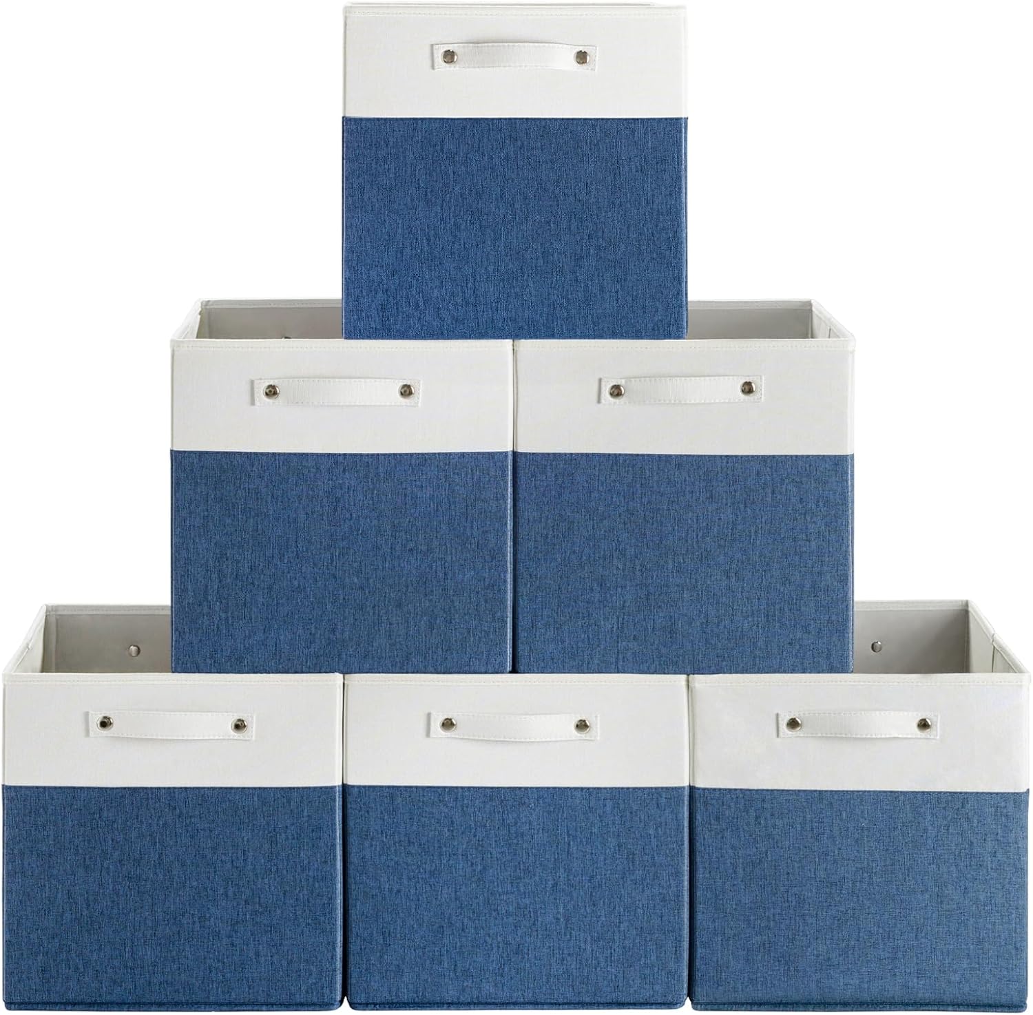 13 x 13 Inch Fine Linen Storage Bins with Handles，Fabric Cube Boxs，Collapsible Basket Organizers