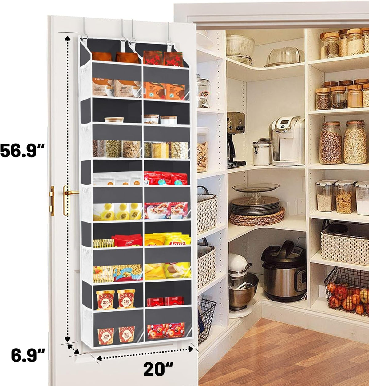 2 Pack Over the Door Organizer 5 Tiers, Extra Large Behind Door Storage of 10 Compartments, 80 lbs