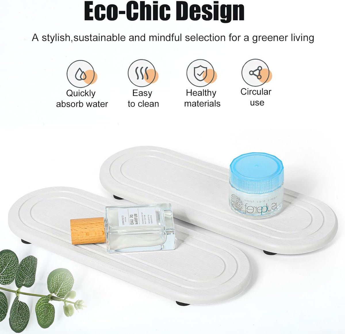 2PCS Water Absorbing Stone Tray, Fast Drying Diatomite Stone Sink Tray, Water Absorbent Diatomite