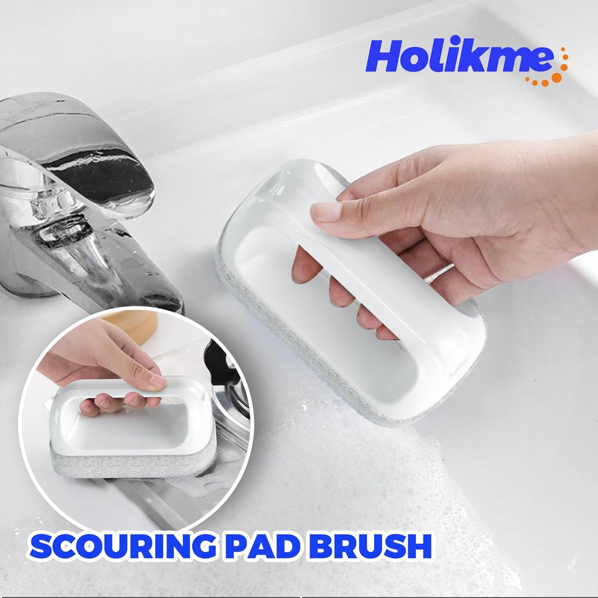 Holikme Cleaning Brush Set, Scouring Pad for Cleaning, Groove Gap Brushes for Pot, Pan, Kitchen
