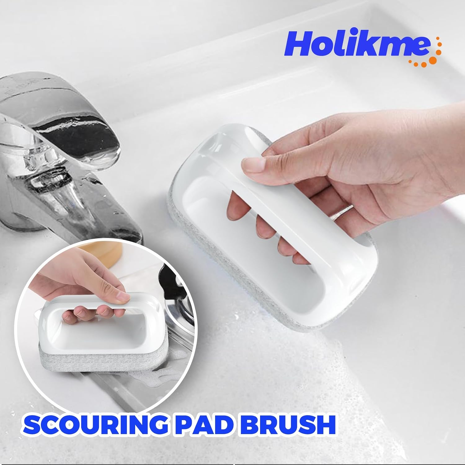 Holikme Cleaning Brush Set, Scouring Pad for Cleaning, Groove Gap Brushes for Pot, Pan, Kitchen