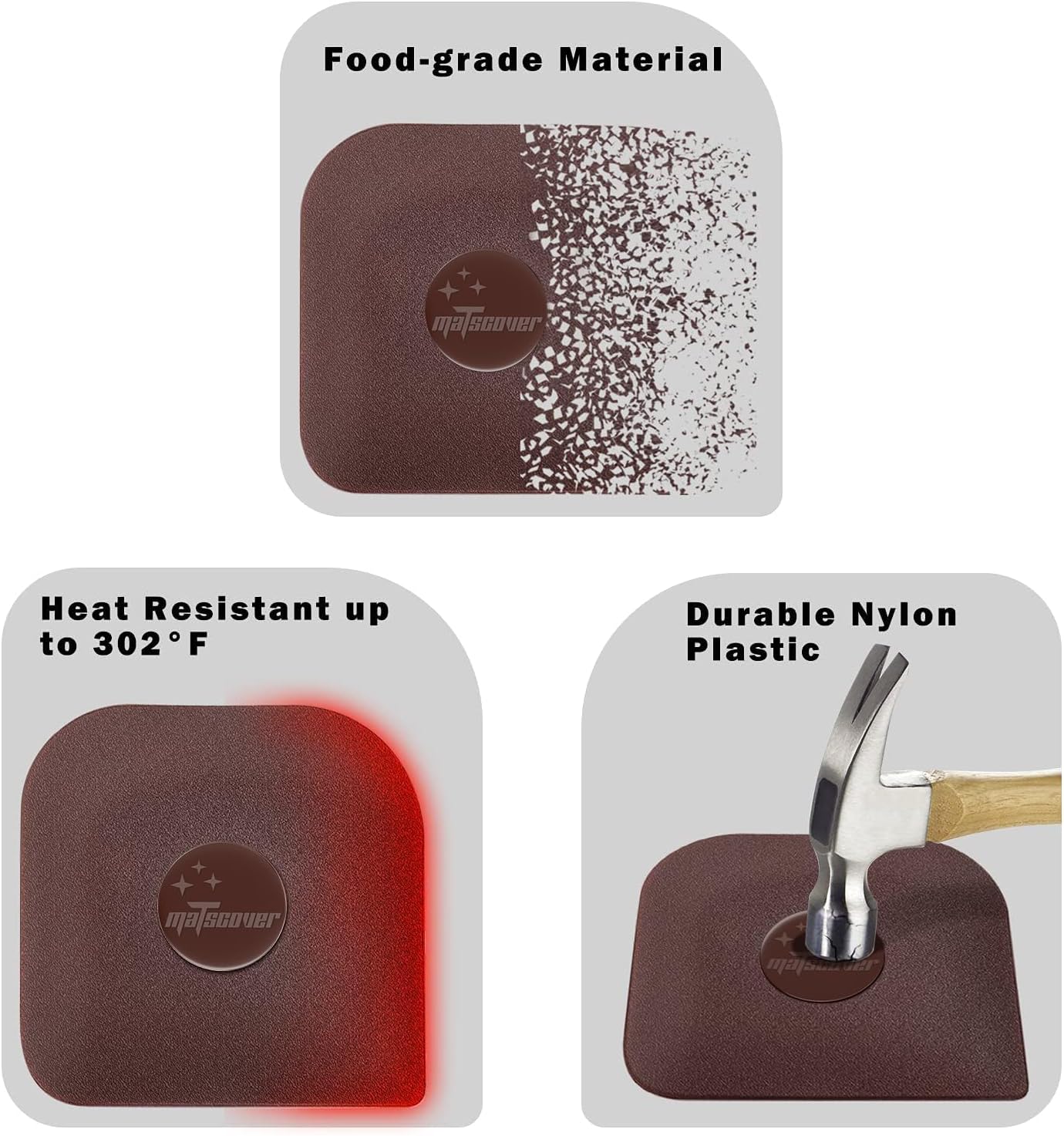 Pan Scraper, 5 Pcs Pot Scraper Plastic, Pot Scraper Non Scratch for Cast Iron, Pot and Pan