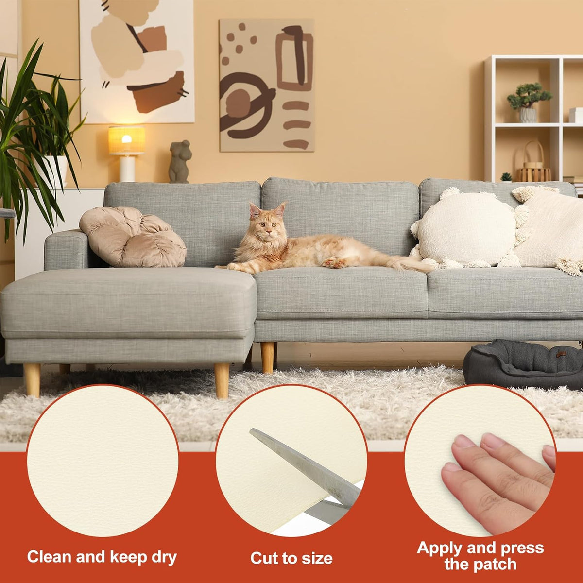 PATIKIL Leather Patches Tape for Furniture, 3.2 x 61 Inch Self Adhesive Vinyl Leather Repair Kit