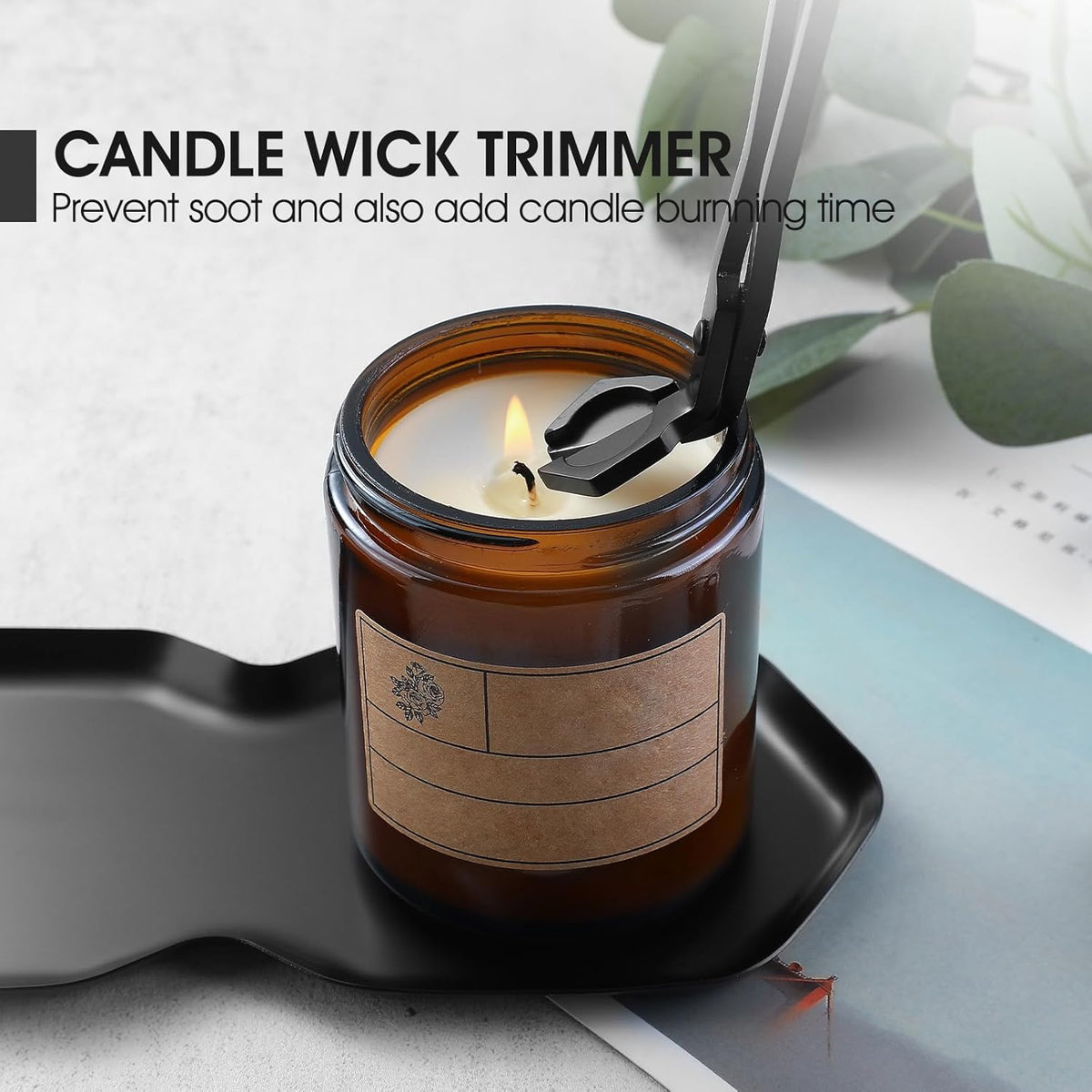 PATOISE 4 in 1 Candle Accessory Set, Wick Trimmer, Candle Snuffer, Wick Scoop,Storage Tray,Perfect
