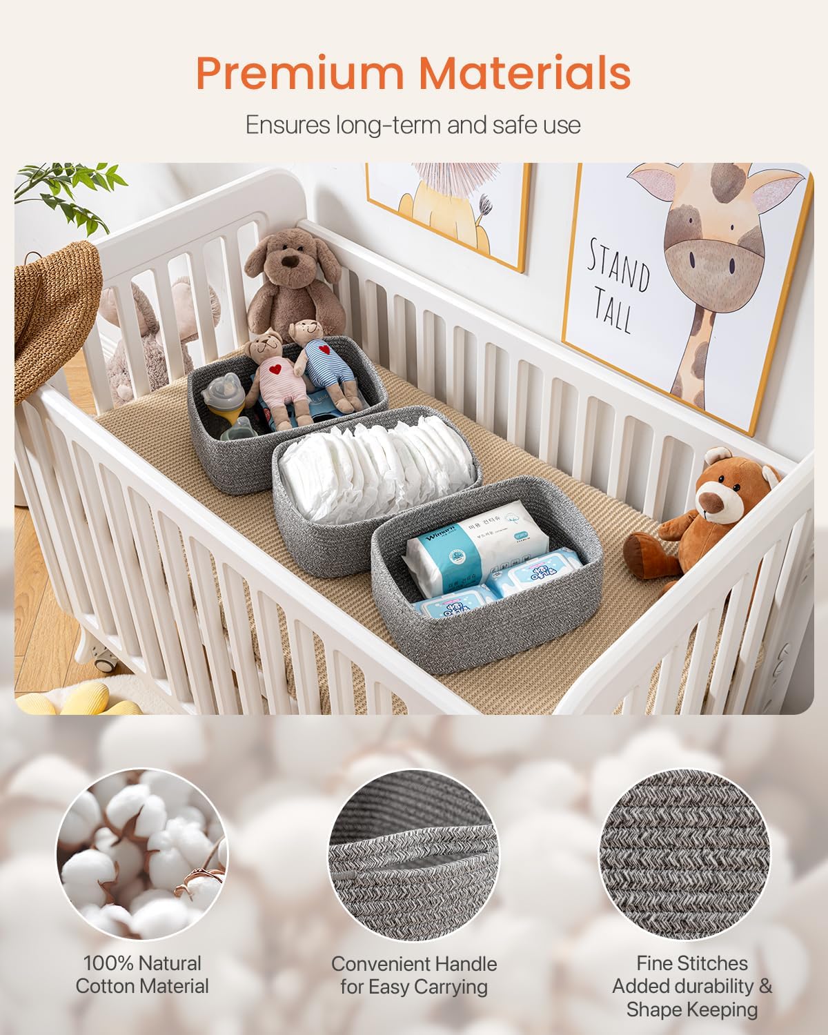 Small Woven Basket, 13.5 x 9.5 x 5 Inches, Storage Basket for Organizing, Cute Small Rope Shelf