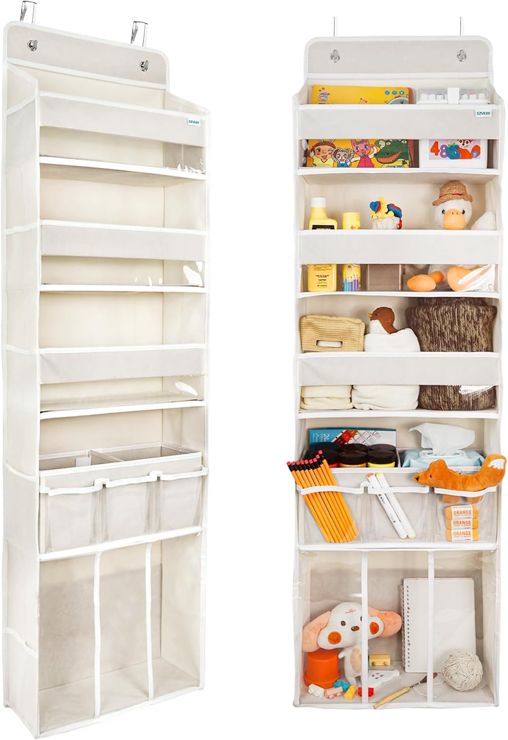 Door Hanging Storage Organizer,with 3 Bins 1 Movable Baby Diaper Caddy,1 Large capacity diaper