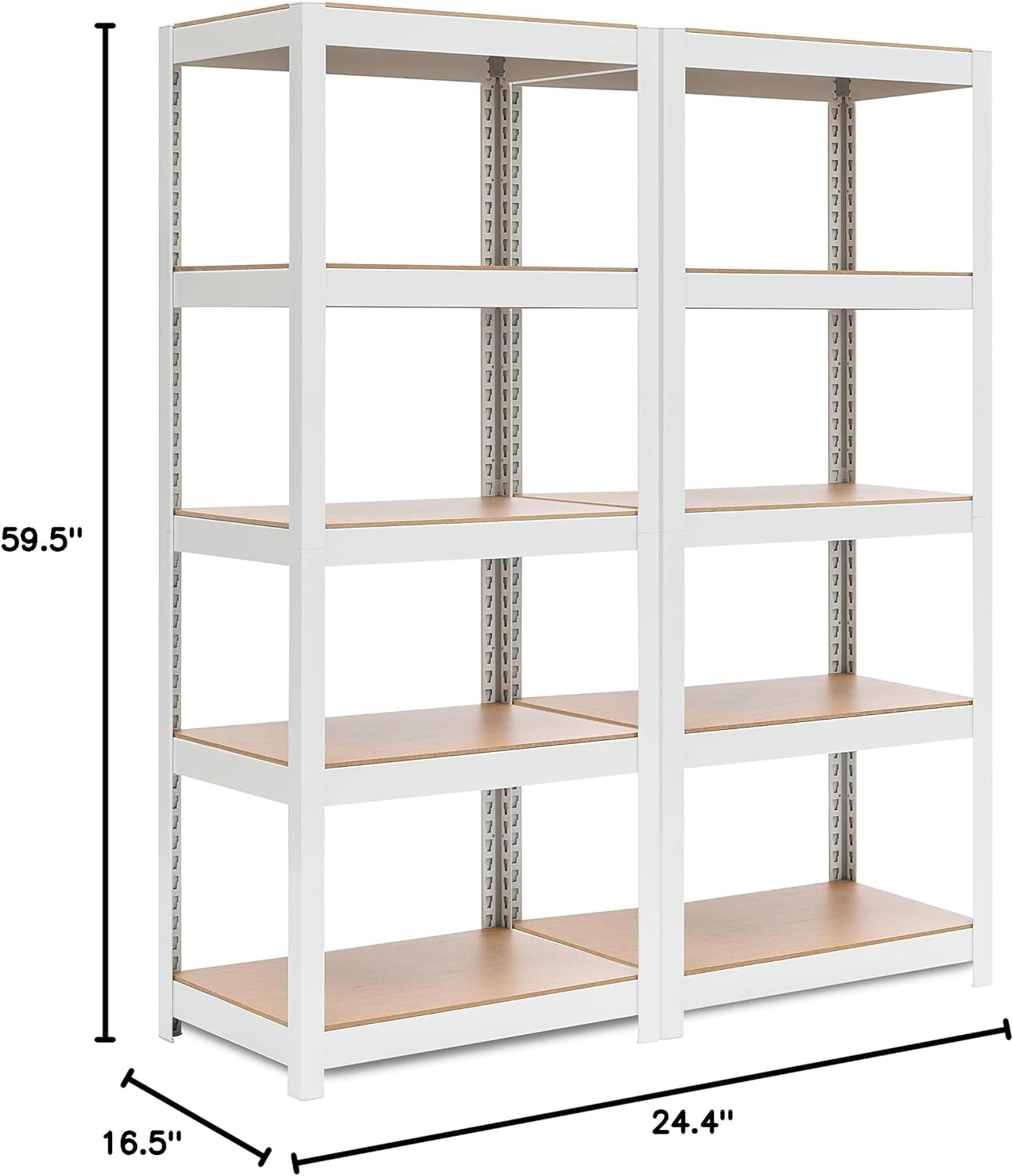 HOMEDANT House 5 Tier 24.4" W Laminated Metal Shelving Unit Adjustable Storage Utility Rack Heavy