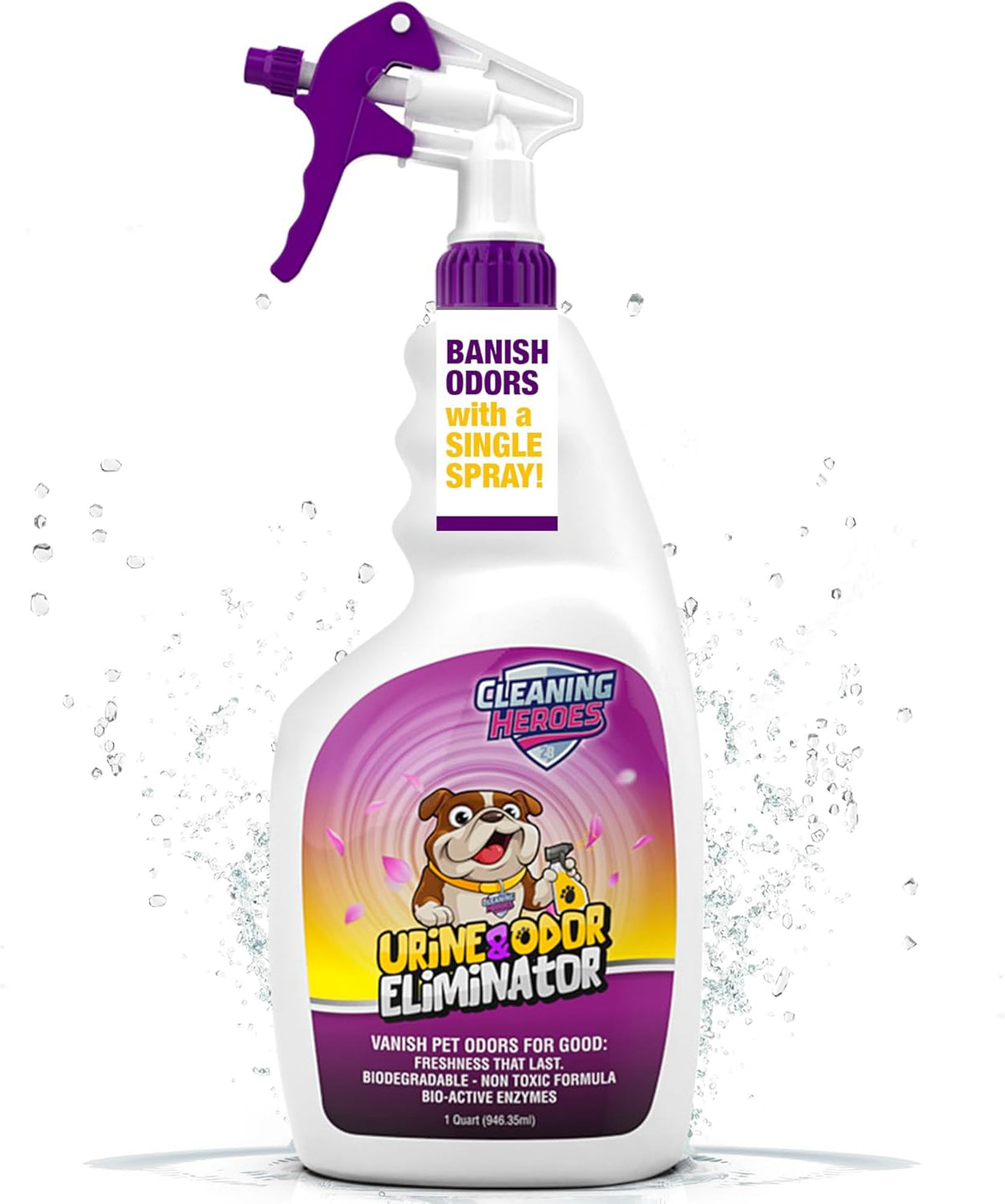 Pet Carpet Cleaner & Urine Odor Eliminator for Strong Odor - 32oz Enzyme Cleaning Spray for Cat &