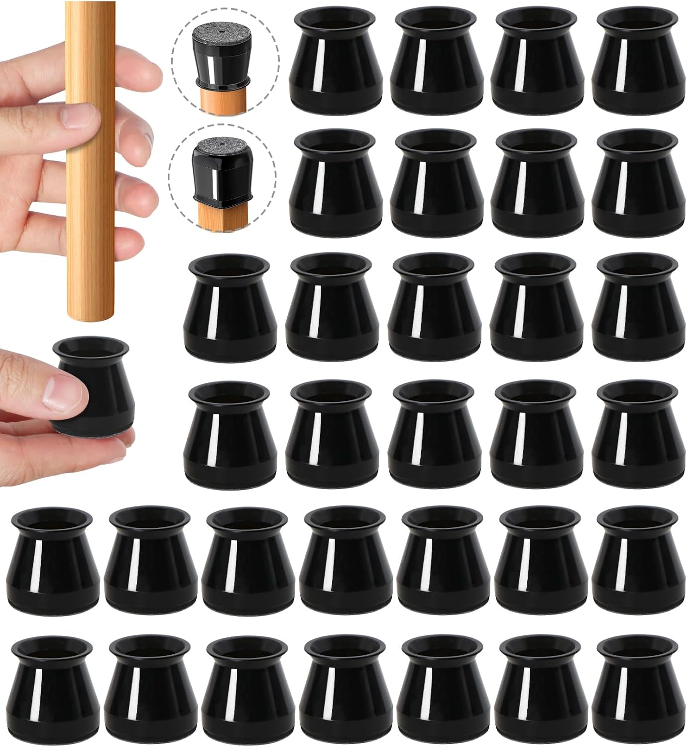 32 Pcs Chair Leg Protectors for Hardwood Floors, Silicone Felt Furniture Leg Cover Pad for