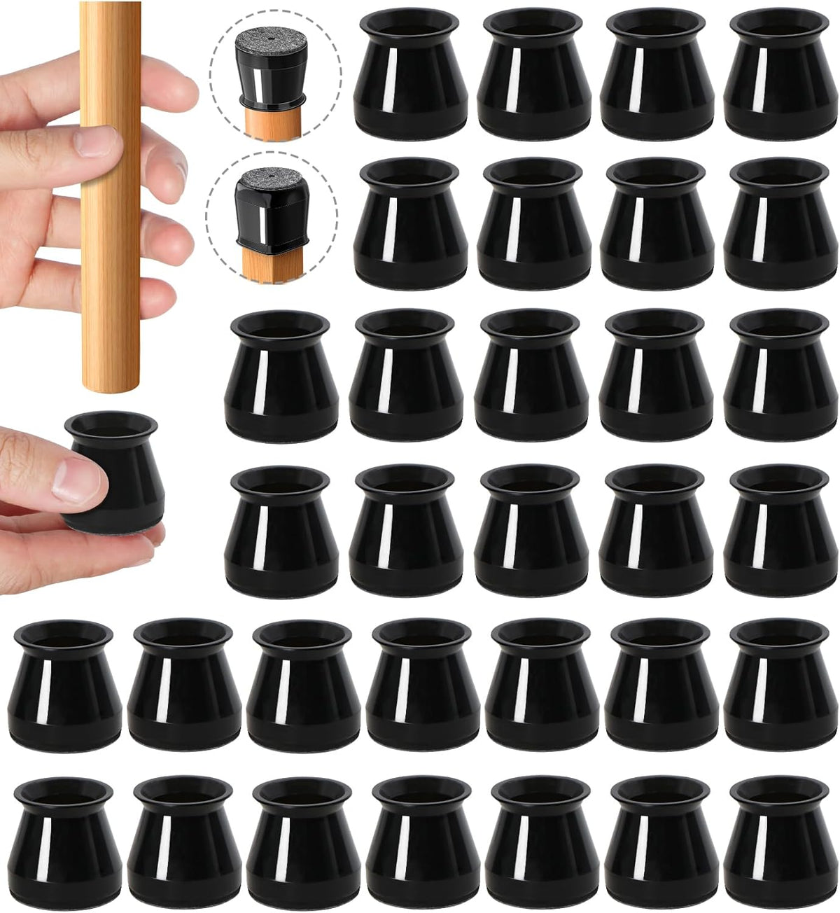 32 Pcs Chair Leg Protectors for Hardwood Floors, Silicone Felt Furniture Leg Cover Pad for