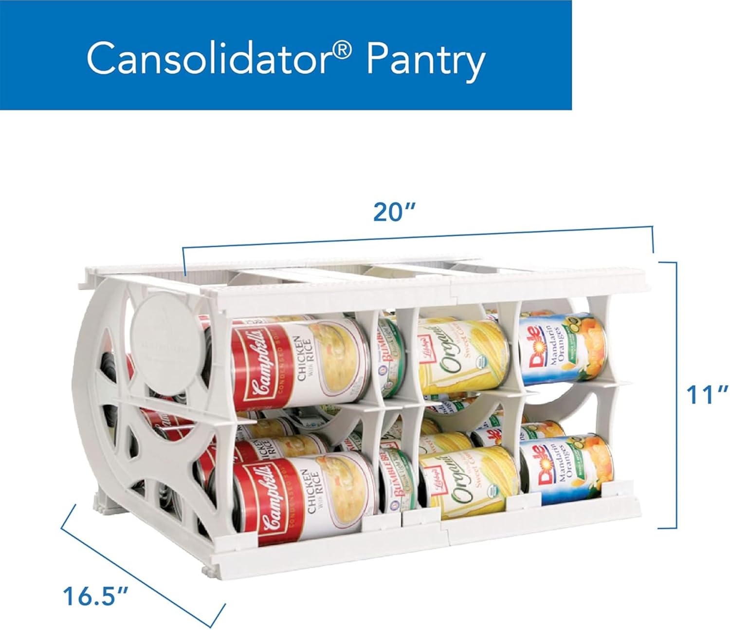 Shelf Reliance Cansolidator Pantry - 2-Pack Can Organizer for Pantry, Stackable Soda Can Storage