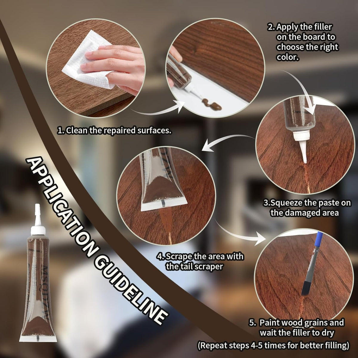 Wood Repair Kit, 13Pcs Wood Filler Repair kit, Wood Scratch Repair for Wooden Furniture, Floor