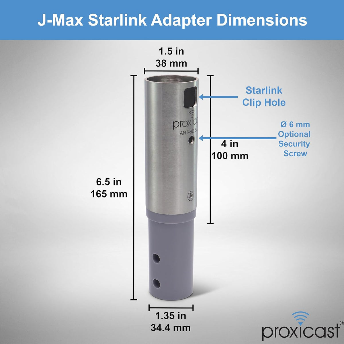 Proxicast Starlink Antenna Adapter for J-Max Antenna Mounts - Stainless Steel Coupler for V2