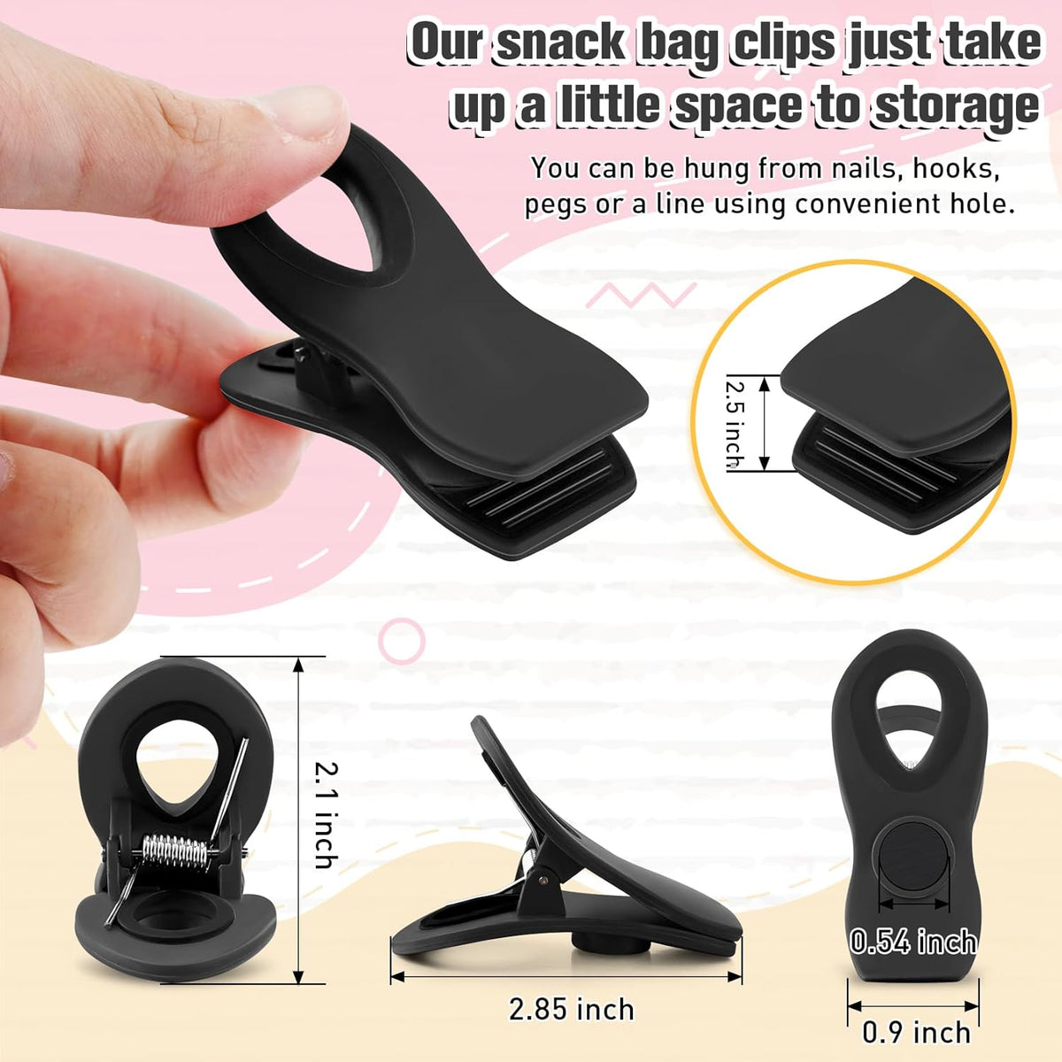12 Pack Chip Clips, Colorful Magnetic Clip, Plastic Bag Clips with Airtight Seal Grip for Bread
