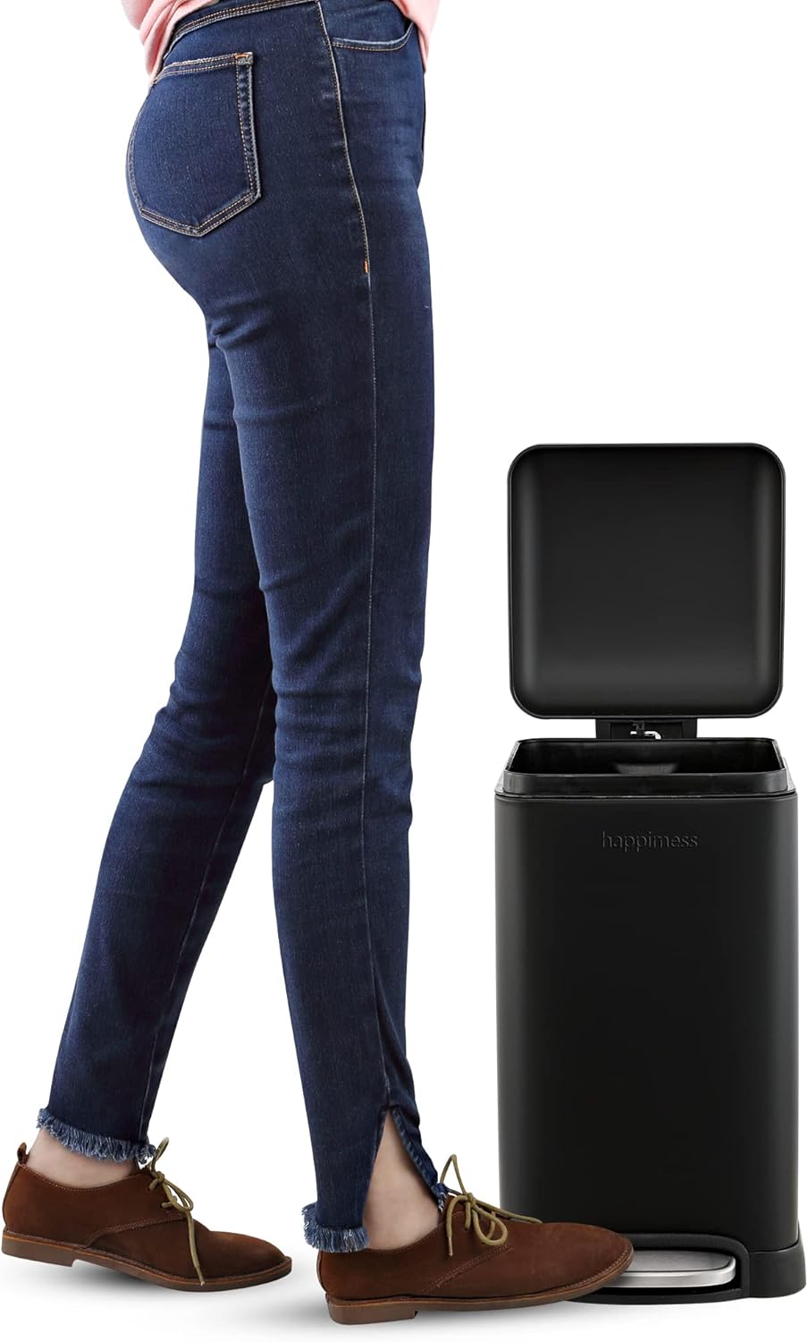 happimess HPM1012B Betty Retro Mini 3.2-Gallon Step-Open Trash Can with Soft-Close Lid, Modern