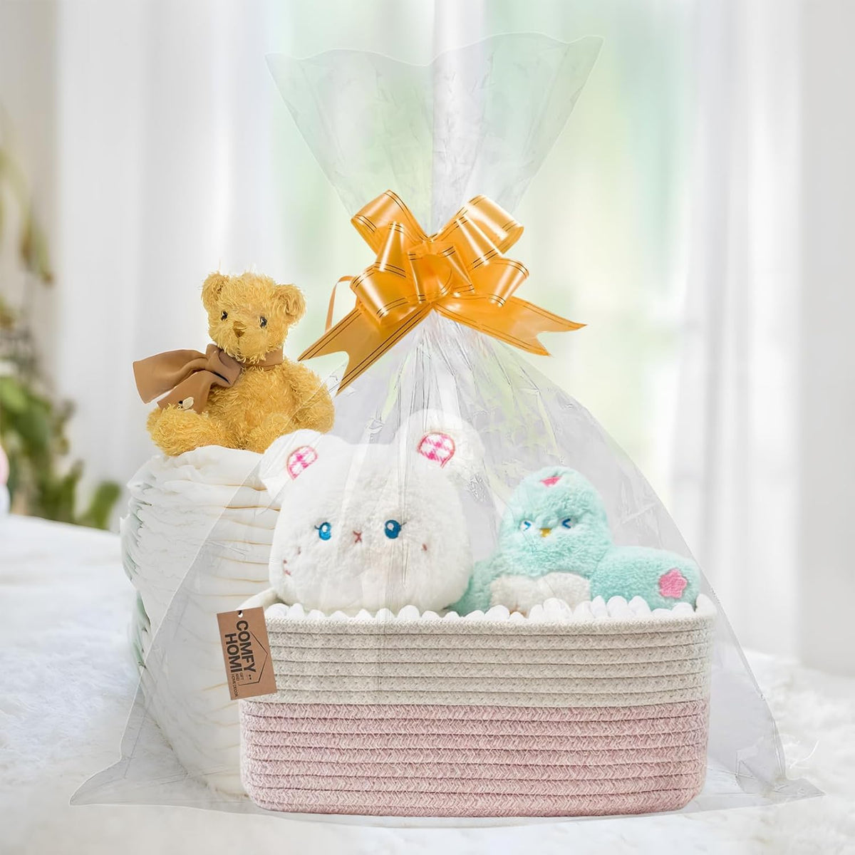 COMFY-HOMI 13" x 8.5" x 5.1" Storage Baskets for Organizing | Cotton Rope Woven Basket | Toy