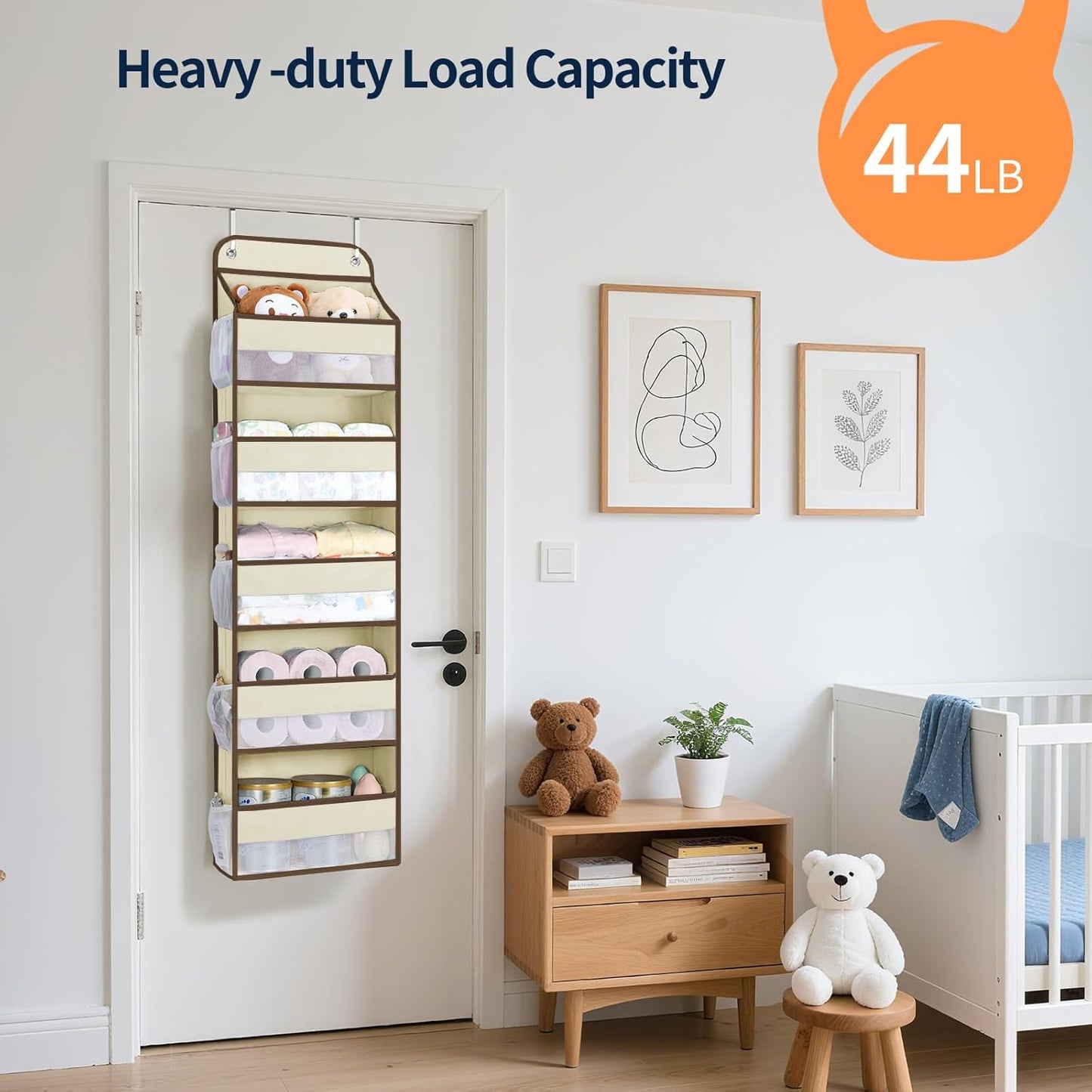 Yecaye Over The Door Organizer Storage, 5-Tier Heavy Duty Door Organizers Hanging with 10 Side Mesh