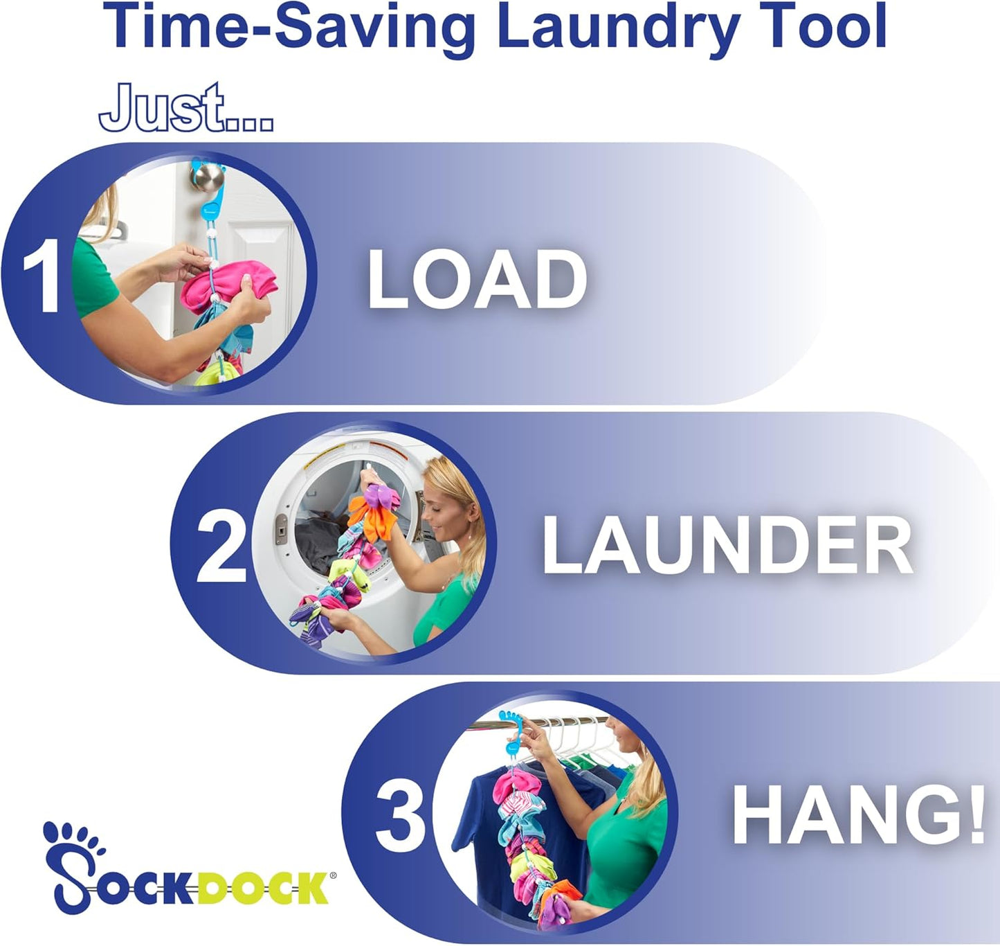 Sock Laundry Solution for Washing Drying & Storing Socks in Pairs, Clip & Hold Socks in Washer