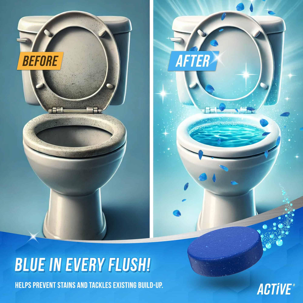 ACTIVE Automatic Toilet Bowl Cleaner Tablets Blue Gel Toilet Tank Cleaners – view 3